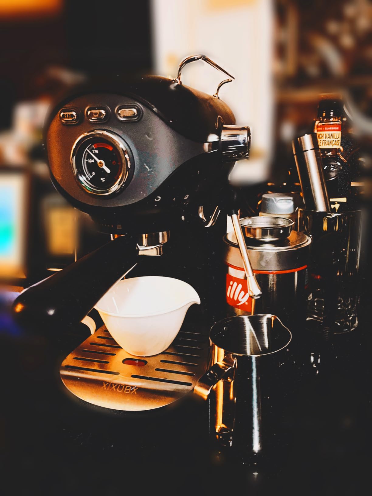 XIXUBX Espresso Machine, Compact Espresso Maker with Milk Frother, 20-Bar Pump, PID Control, Low Vibration Coffee Maker, for Small Kitchen, Home, Brews Latte, Cappuccino customer photo 2
