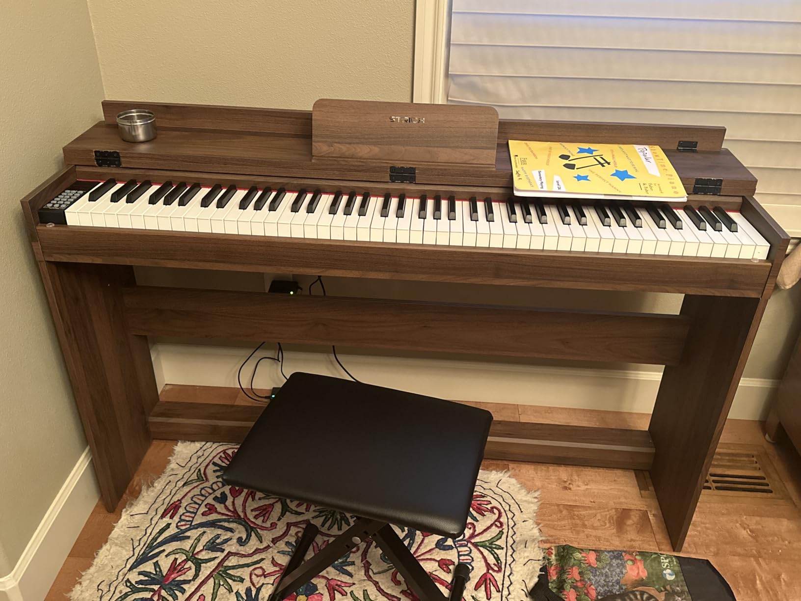 STRICH Digital Piano 88 Keys, Hammer-Action Weighted Keyboard, Full size Electric Piano Keyboard with Furniture Stand, 25Wx2 Speakers, Supports USB-MIDI/Wireless Connect, SDP-300W (Color Black) customer photo 1