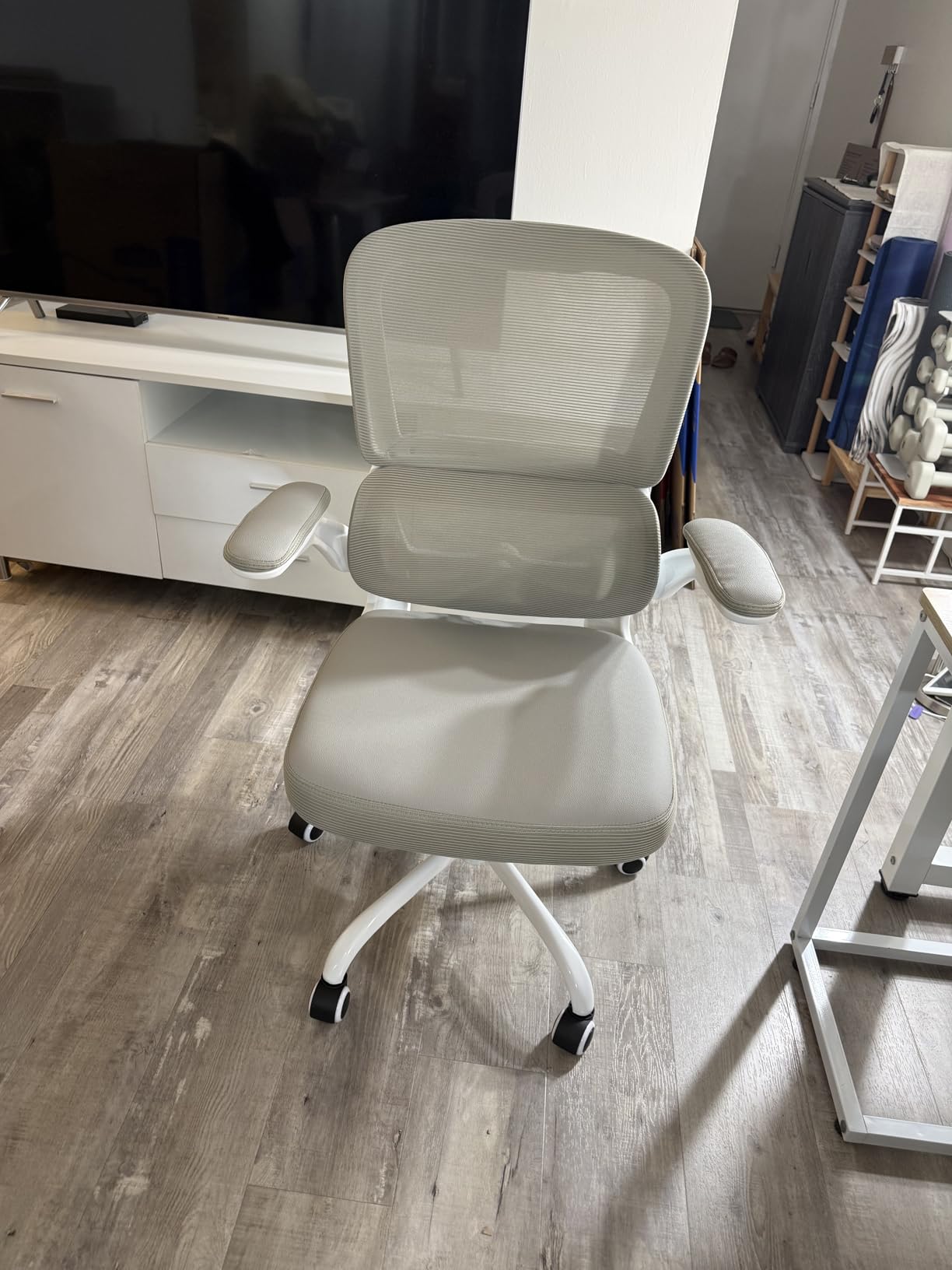 TRALT Ergonomic Office Chair Desk Chair with Adjustable Lumbar Support | Desk Chair Comfy with Flip-up Armrests Ergonomic Chair - Mesh Computer Chairs for Adults, 330lbs, PU Leather (White) customer photo 1