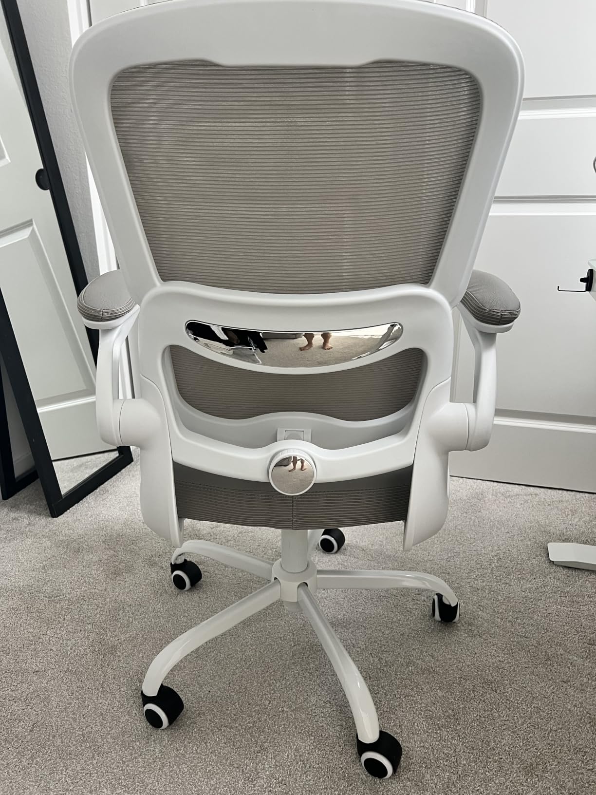 TRALT Ergonomic Office Chair Desk Chair with Adjustable Lumbar Support | Desk Chair Comfy with Flip-up Armrests Ergonomic Chair - Mesh Computer Chairs for Adults, 330lbs, PU Leather (White) customer photo 2