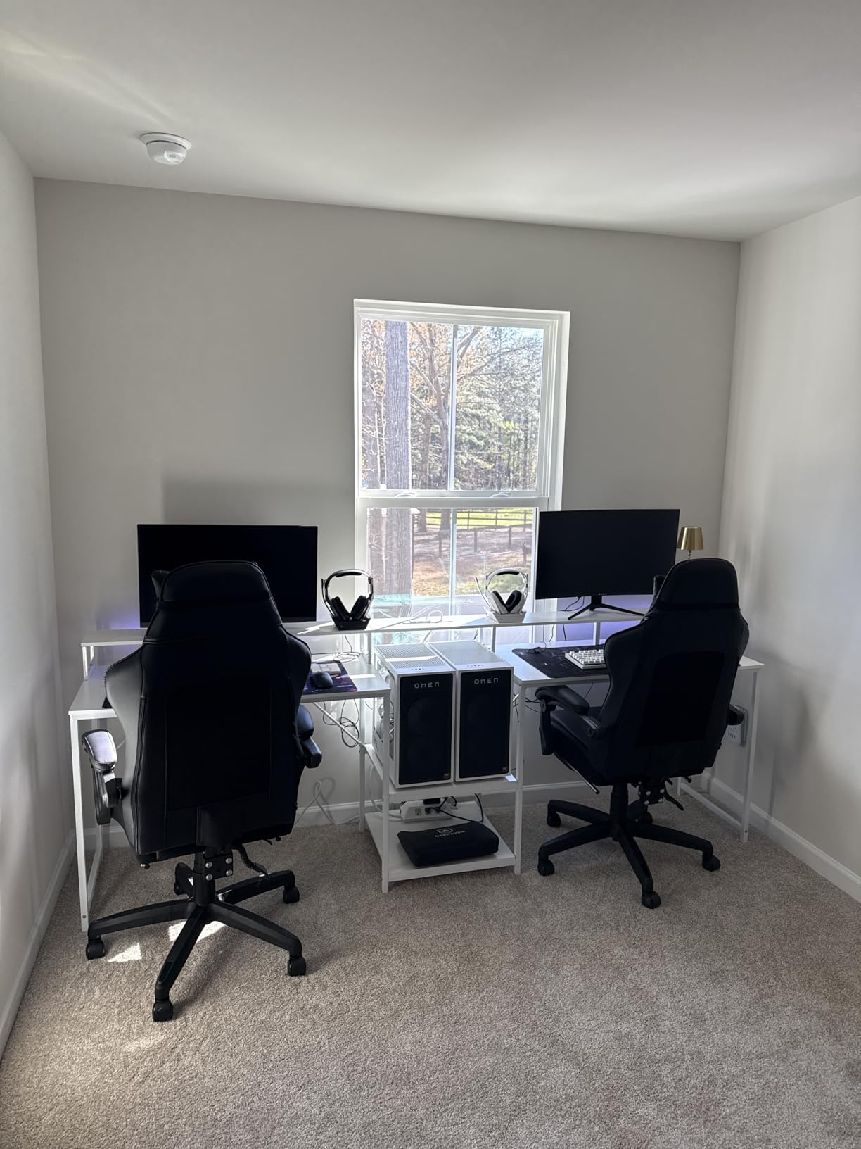 Casaottima 98 Inch 2 Person Gaming Desk with Storage Shelves, Long Double Home Office Computer Writing Desks with USB Charging Port & LED Lights, Monitor Stand, Modern Study/Work Table, Black customer photo 2