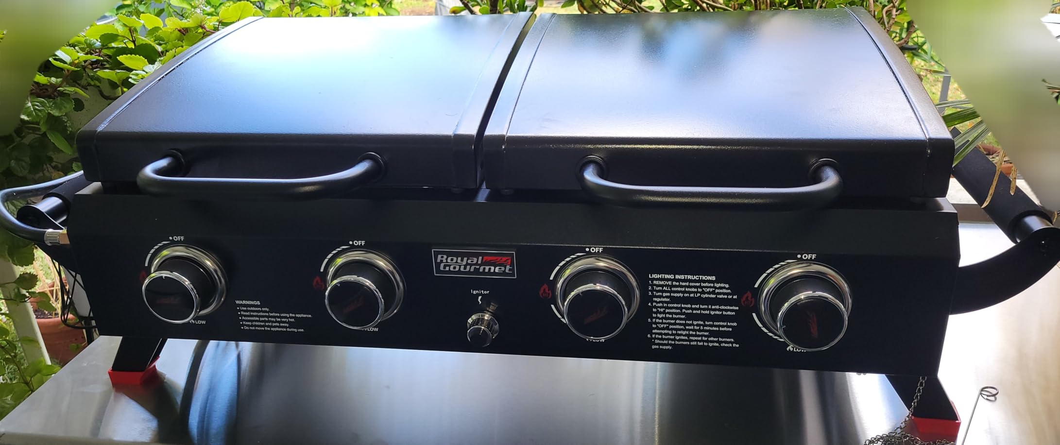 Royal Gourmet GD4002TP 4 Burner Propane Gas Grill and Griddle Combo with Hood, 2-in-1 Portable Grill Griddle Combo with 40,000 BTUs Output for Camping, Tailgating, Backyard, Black customer photo 1
