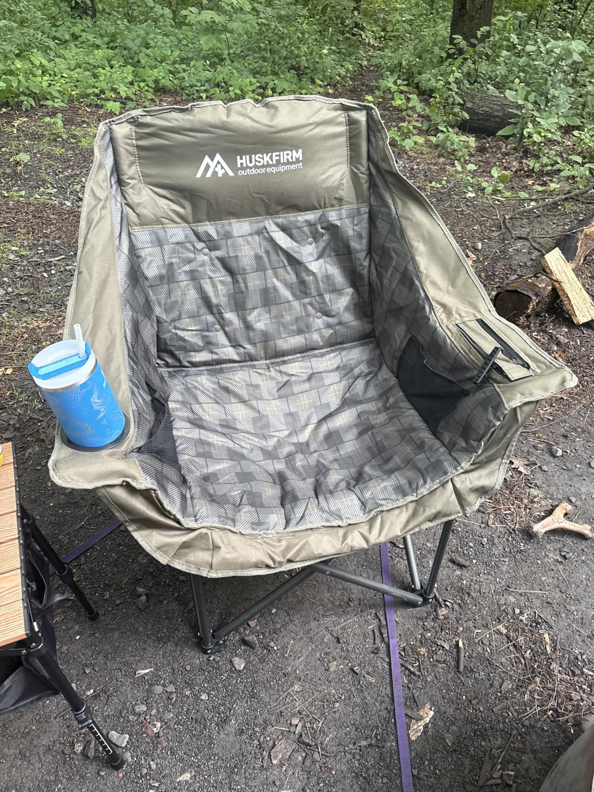 Huskfirm Oversized Camping Chair, Padded Camping Chairs Support 450LBS, Grey | Heavy-Duty Foldable Camping Chairs with Cup Holder and Cooler Bag Portable Lawn Chair for Sports customer photo 2