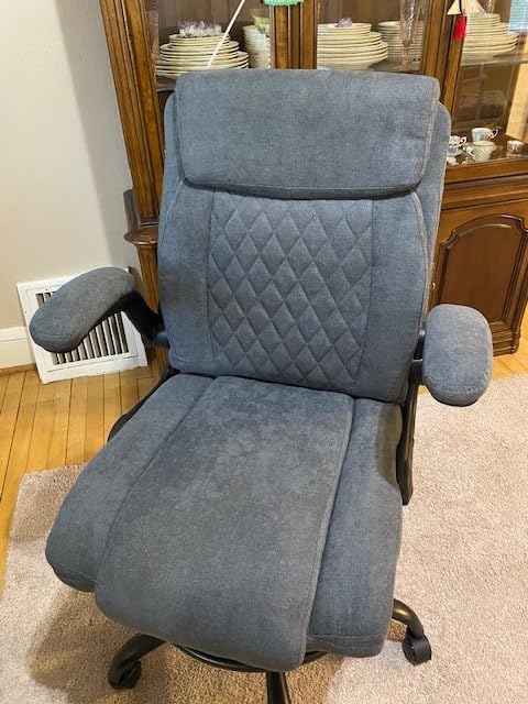 Drafting Chair Tall Office Chair for Standing Desk, Ergonomic Tall Desk Chair with Adjustable Foot Ring, Flip-Up Armrests, Lumbar Support, Comfortable Fabric Seat - Ideal for Home and Office Use customer photo 2