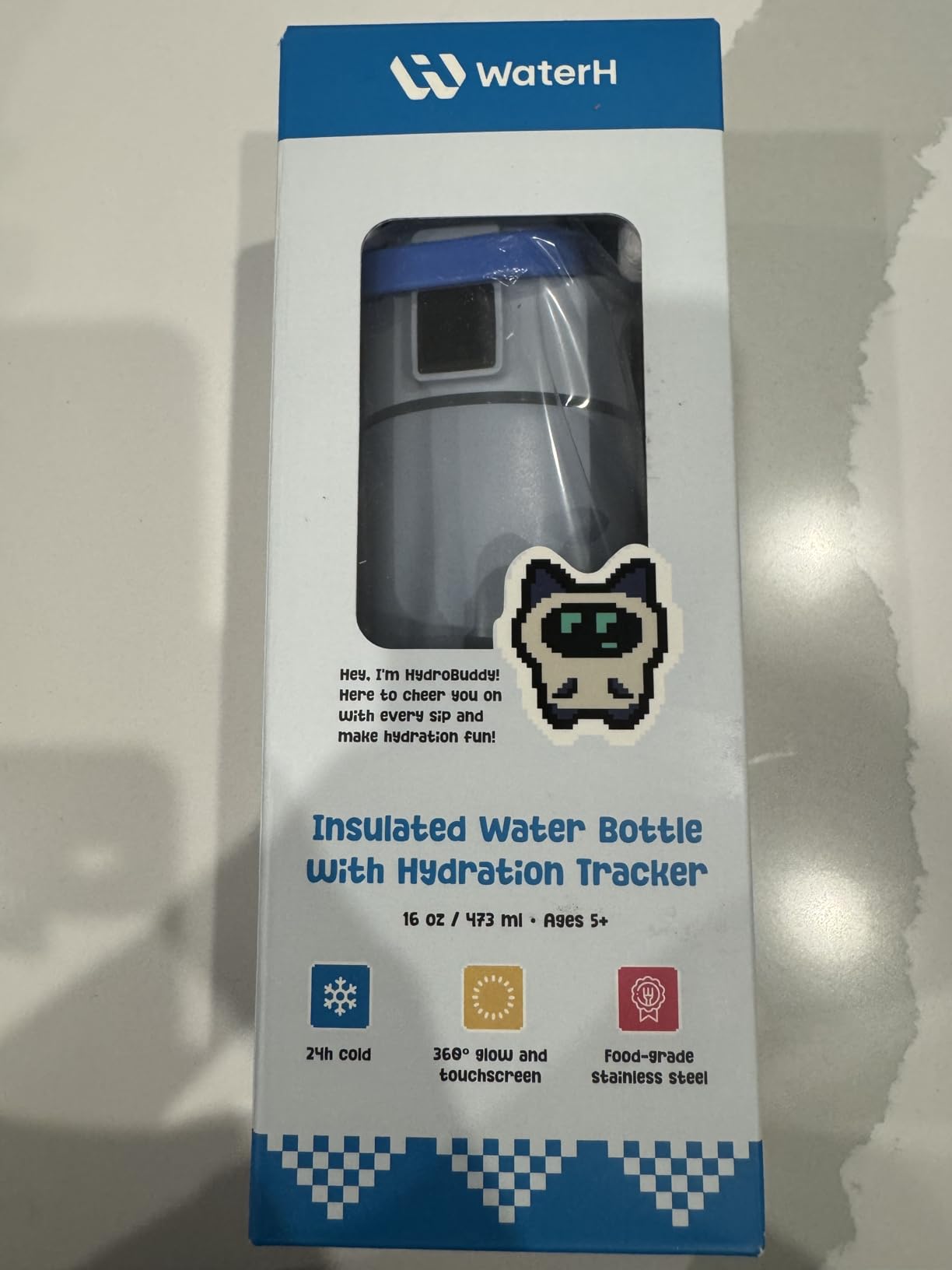 WATERH BOOST Kids Smart Water Bottle with Reminder & Tracker, 16oz | BPA-Free, Vacuum Insulated Stainless Steel, 24H Cold & 12H Hot, DIY Fridge Magnets, Rubber Base, Ideal for Travel & Camping customer photo 2