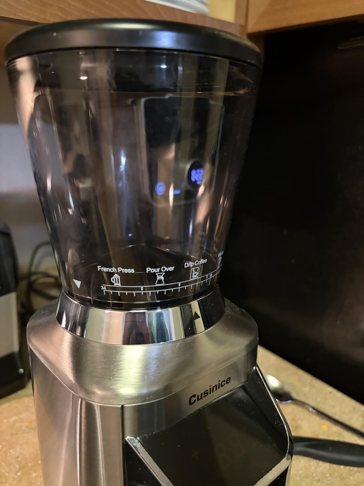 Conical Burr Coffee Grinder for Home Use, Anti-Static Espresso Grinder with 34 Grind Settings, 40mm Stainless Steel Burr, 0.1s Timer, Portafilter Holder, Touchscreen, Silver customer photo 1