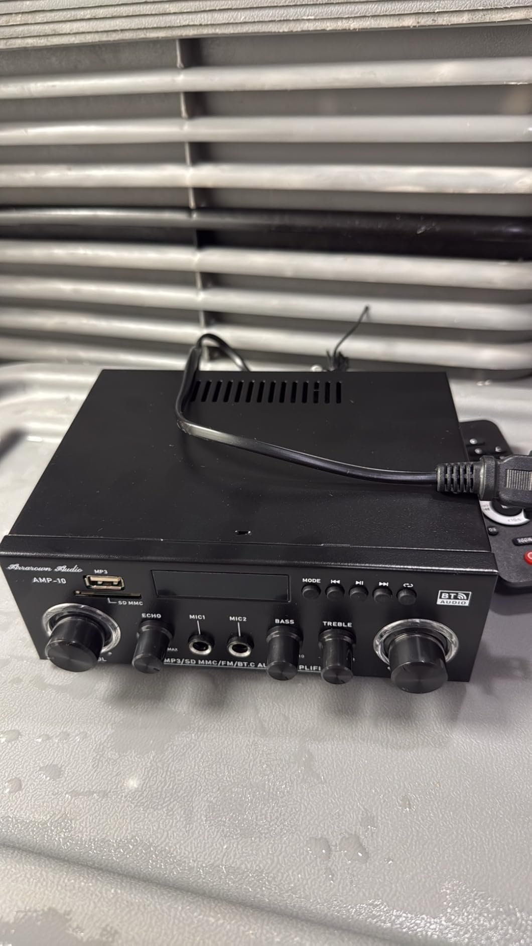 AMP 10 Bluetooth Amplifier, Home Stereo Receiver with FM, 2CH | 400W peak, 2x50W rated stereo amplifier, Bluetooth 5.0, USB/SD/AUX, dual mic echo and line out for active subwoofer customer photo 2