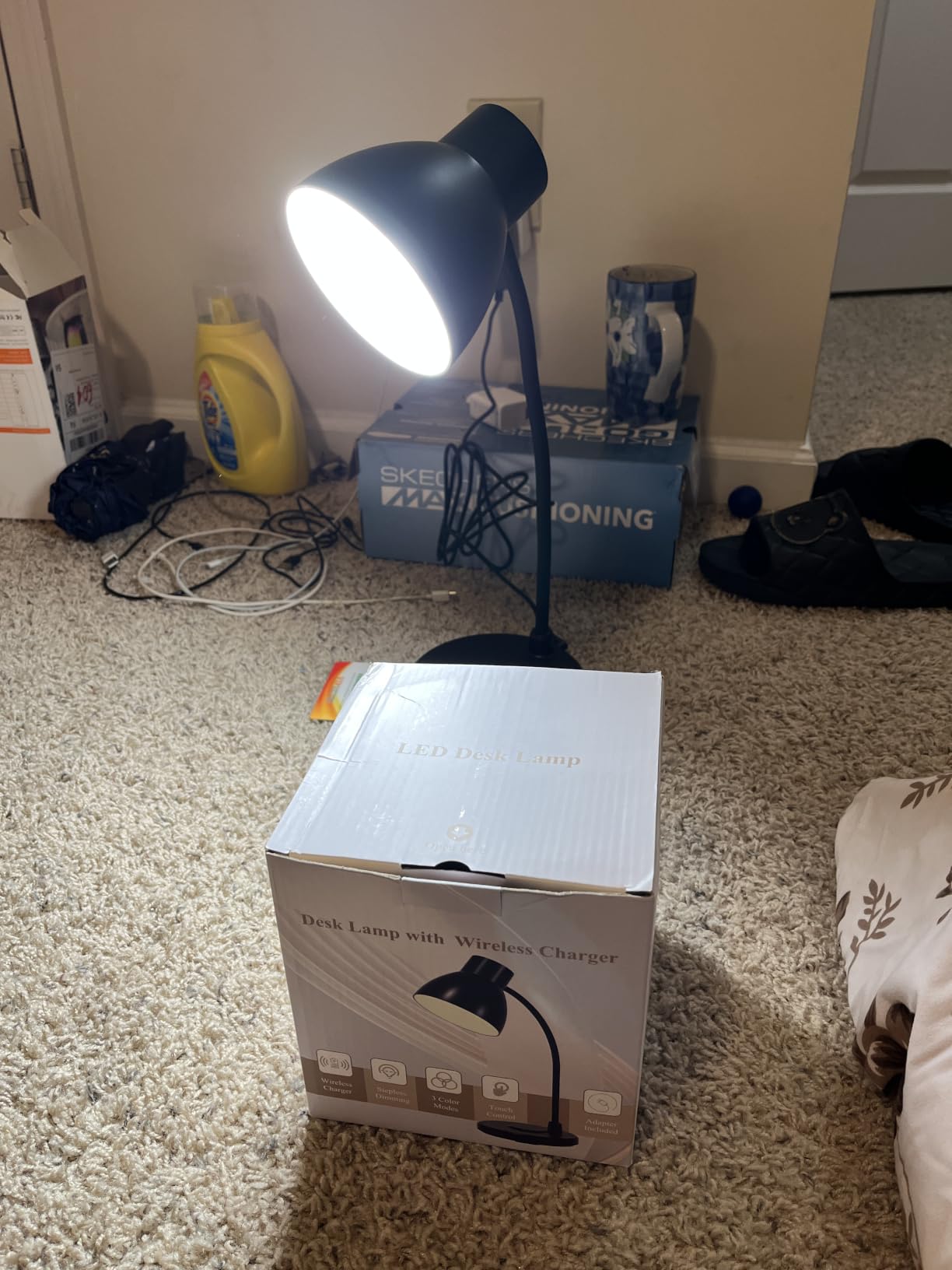 LED Desk Lamp for Home Office with Wireless Charger, Black | 3 Color Modes Dimmable Eye-Caring Study Reading Dorm Desk Lamp, 360 Degree Flexible Arm Table Lamp for College Dorm Room, 800 Lumen customer photo 1