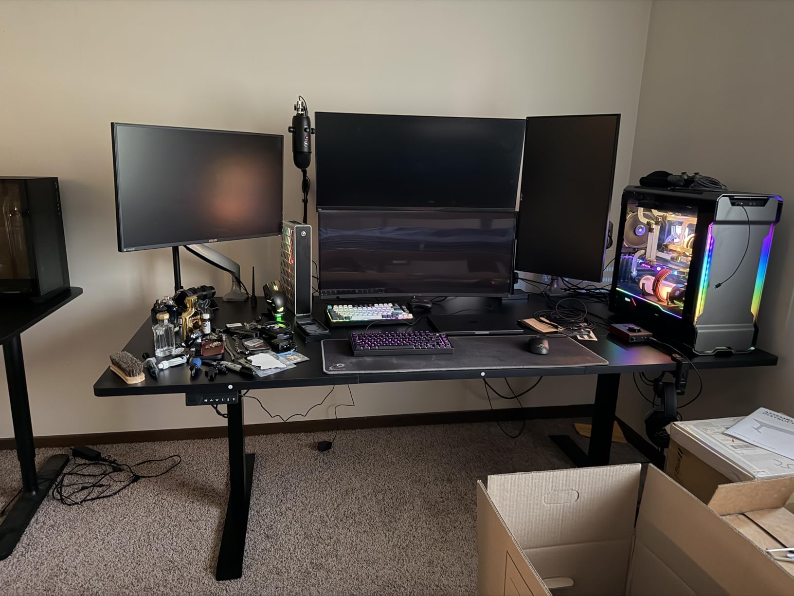 71 x 37 Inch Electric Standing Desk with Integrated Dual-Beam & Cable Management, Memory Height Adjustable Computer Desk for Home Office Workstation, 1