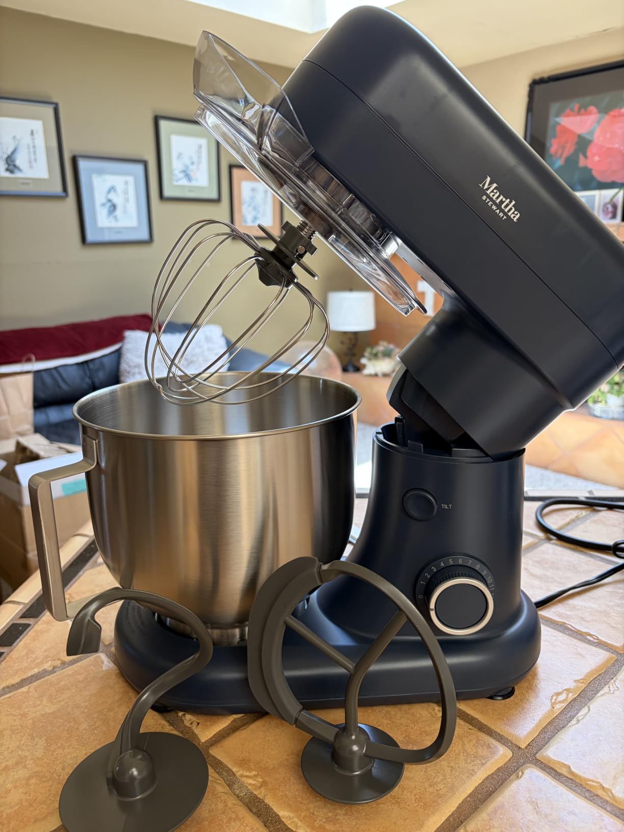 Martha Stewart 5.3QT Tilt Head Stand Mixer, 12 Speeds, Stainless Steel Bowl | Dough Hook, Stainless Whisk, Beater, Removable Splash Shield, Bread, Cake & Whipping, Electric Kitchen Mixer, Linen Cream customer photo 1
