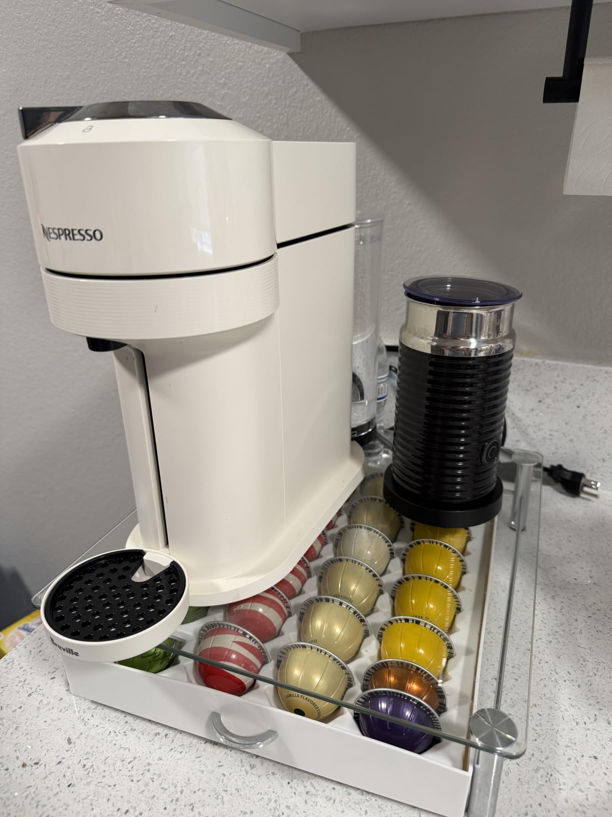 Vertuo Next Premium Coffee and Espresso Maker by Breville with Aeroccino Milk Frother, Creamy White Dark Chrome customer photo 2