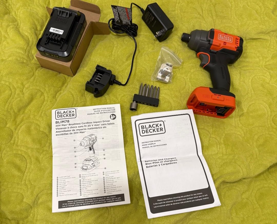 BLACK+DECKER 20V MAX POWERCONNECT Brushless Cordless 1/4-in Hex Impact Driver Set with 2Ah Battery and Charger, 7 Pc Impact Driver Bit Set (BLIM78D1) customer photo 2