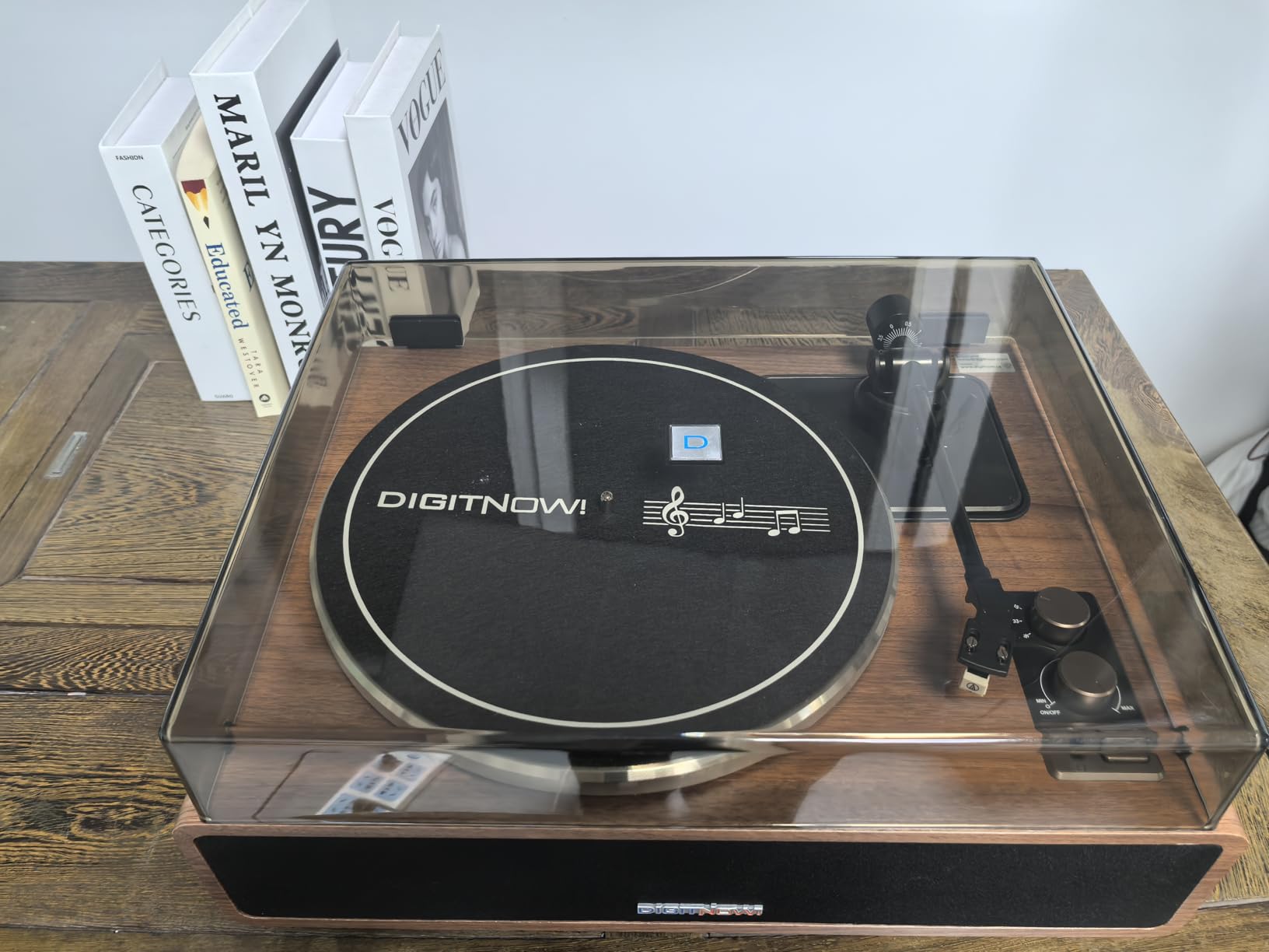 Belt Drive Turntable for Vinyl Record Player, Bluetooth Output, Built-in Phono Preamp, USB Digital Output, Magnetic Cartridge, 33/45 RPM, High-Gloss Wood Design customer photo 2