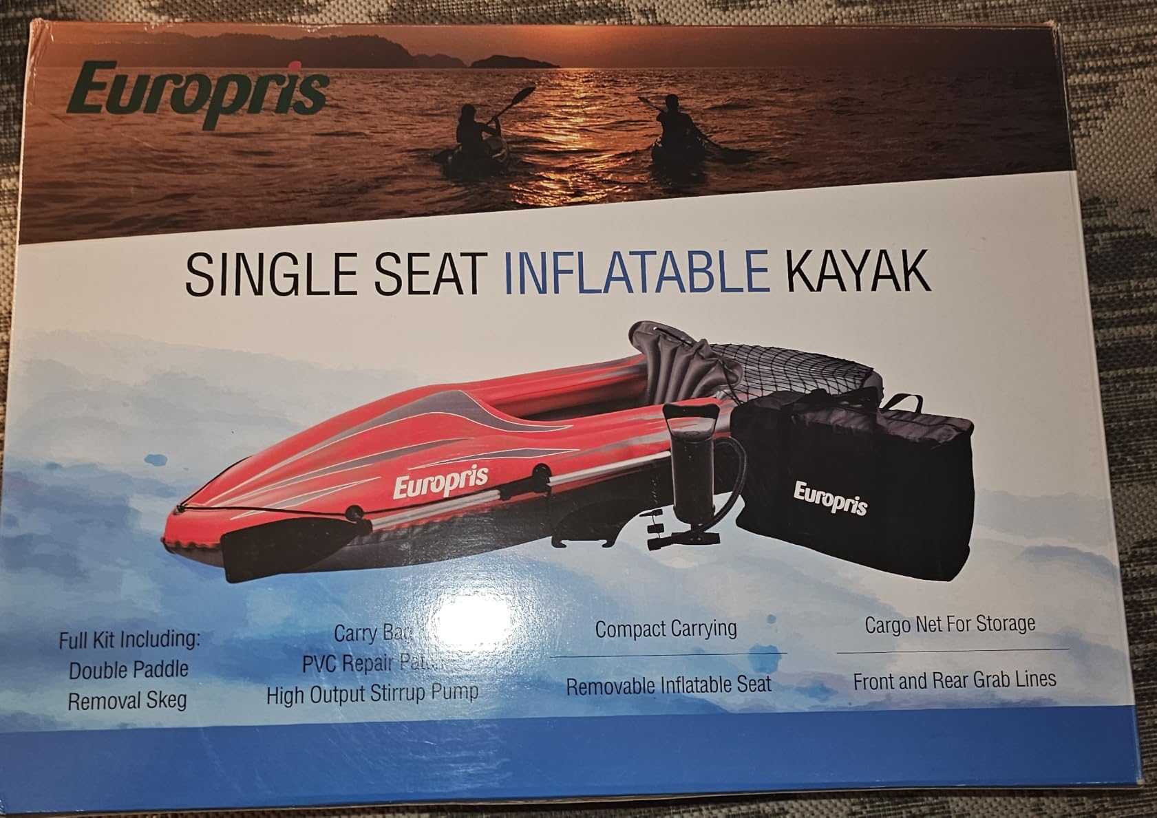 9 ft Inflatable Kayak, 1-Person Foldable Fishing Boat, 220 lb Capacity, Includes Aluminum Oars, High Output Pump, Adjustable Seat, Removable Fin, Cargo Net for Adults, Lakes & Rivers customer photo 1