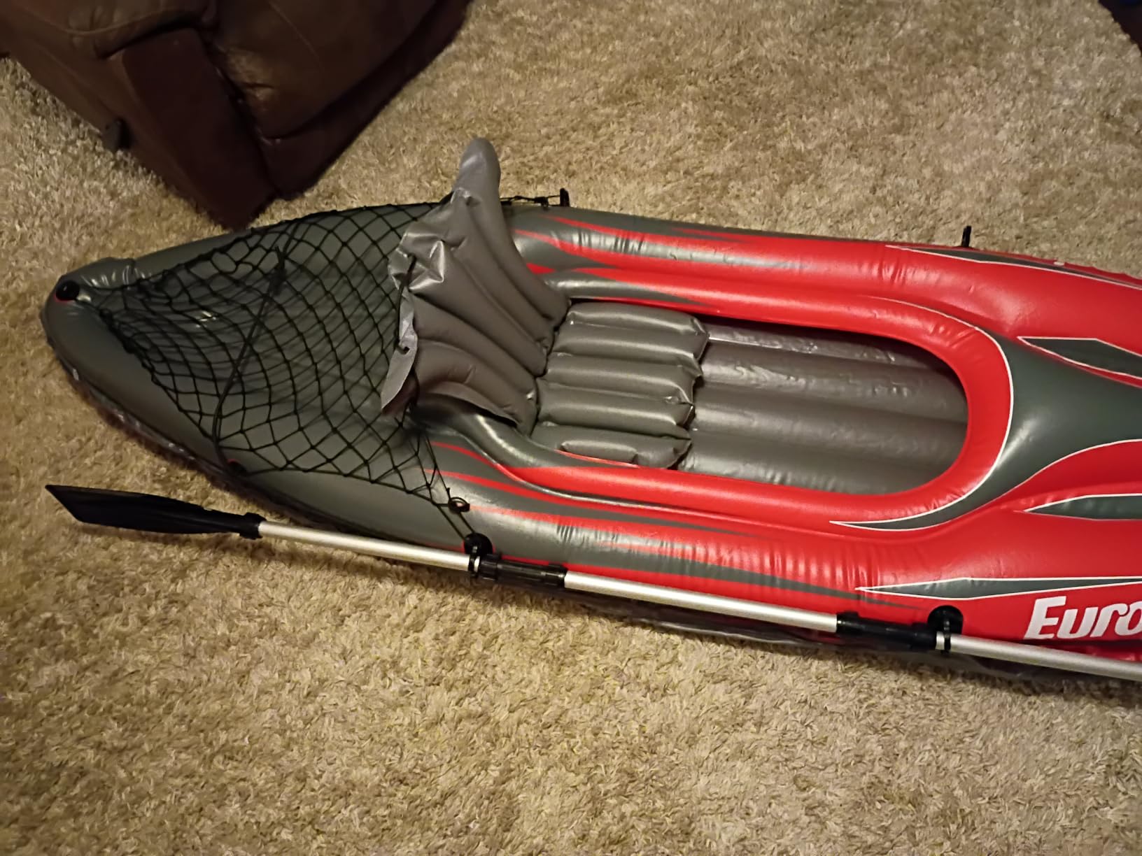 9 ft Inflatable Kayak, 1-Person Foldable Fishing Boat, 220 lb Capacity, Includes Aluminum Oars, High Output Pump, Adjustable Seat, Removable Fin, Cargo Net for Adults, Lakes & Rivers customer photo 2