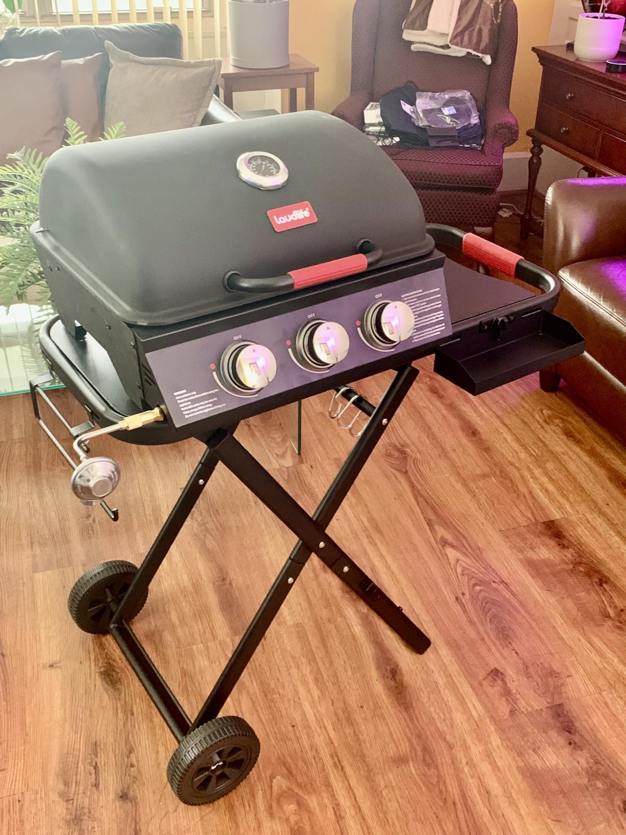 LAUDLIFE 3-in-1 Propane Gas Grill Griddle Combo with Side Burner, Triple-Zone Cooking System, 50,000 BTU Backyard BBQ Station, Non-Stick Porcelain-Enameled Surface, 702 Sq.In. Cooking Area customer photo 2
