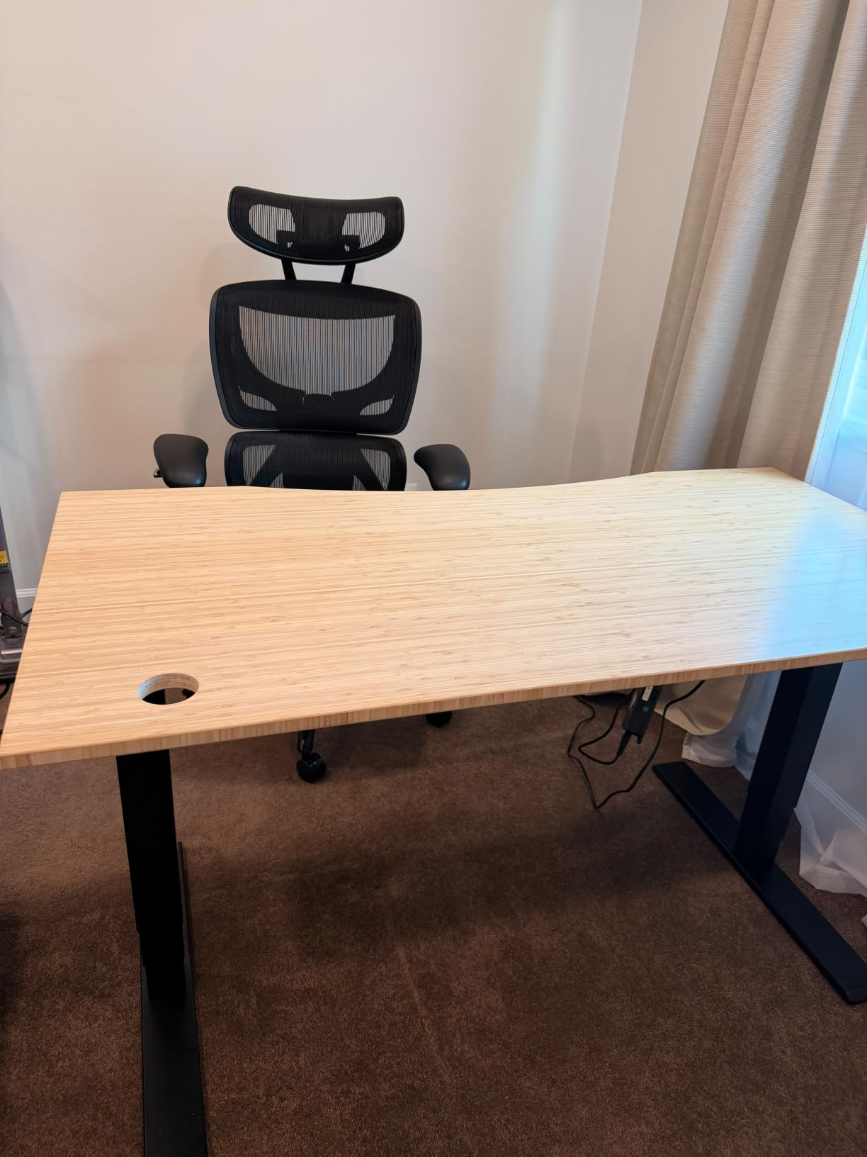 FLEXISPOT E6 MAX Bamboo 55x28 Inch Dual Motor 3-Stage Heavy Duty Standing Desk, 330lbs Weight Capacity, Height Adjustable Desk w/Cable Management & Wheels (Solid Walnut Bamboo Desktop + Black Frame) customer photo 2