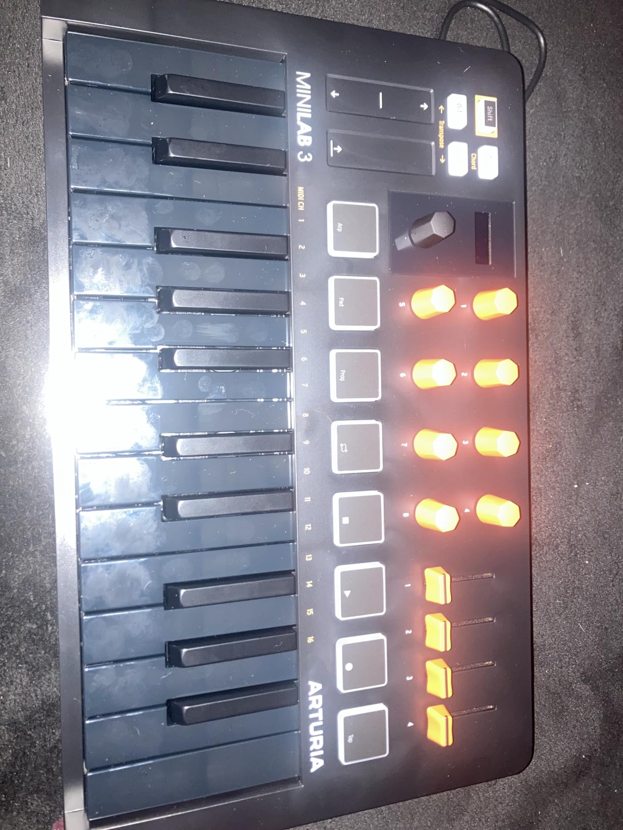 Arturia MiniLab 37 MIDI Keyboard Controller | Slim expanded keybed for two-handed play, DAW-integrated pads and faders, real-time mini display, arpeggiator and Chord mode customer photo 2