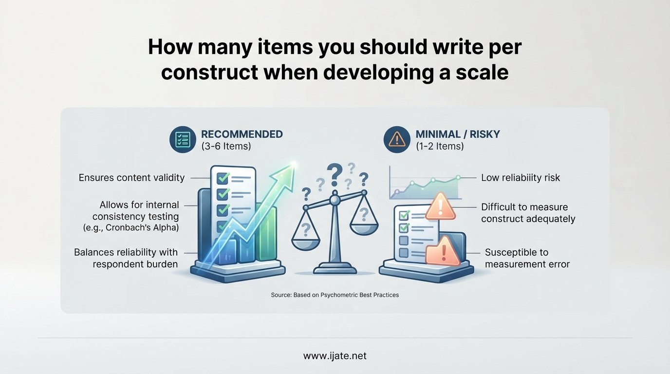 How many items you should write per construct when developing a scale