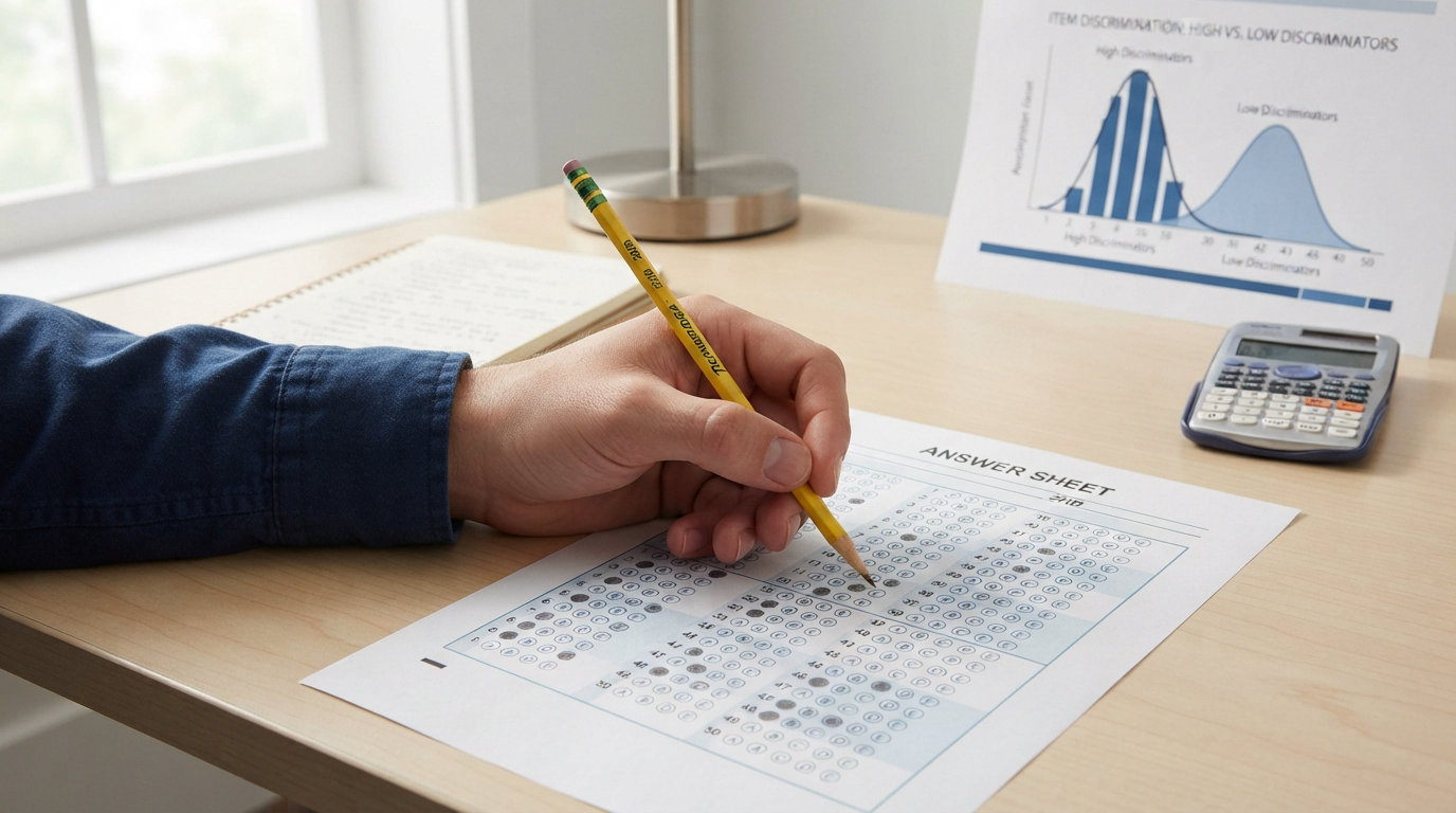How to interpret an item discrimination index for a multiple-choice test