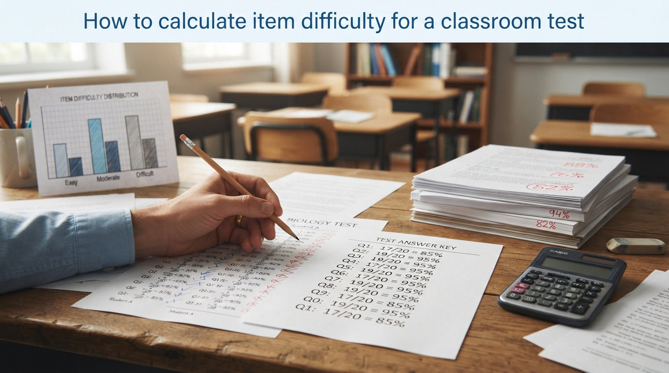 How to calculate item difficulty for a classroom test