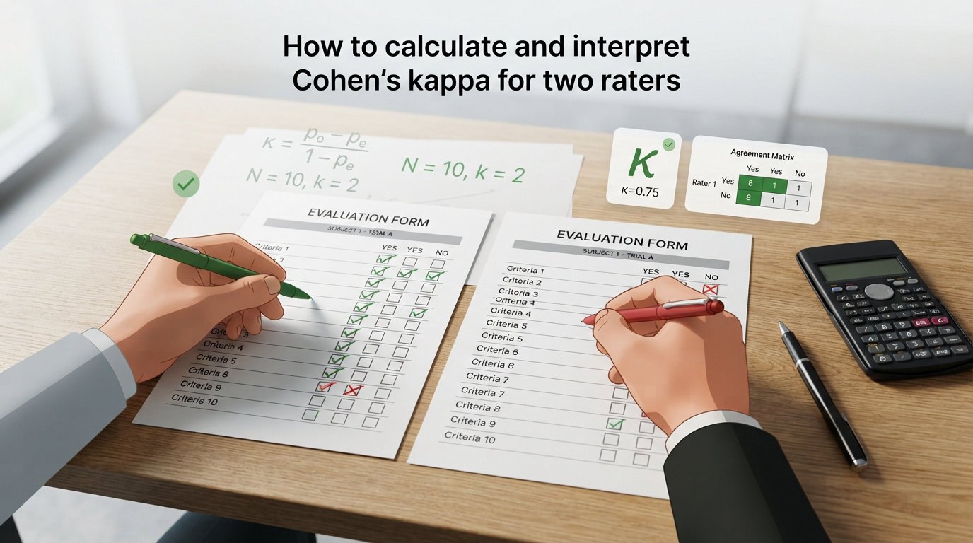 How to calculate and interpret Cohen's kappa for two raters