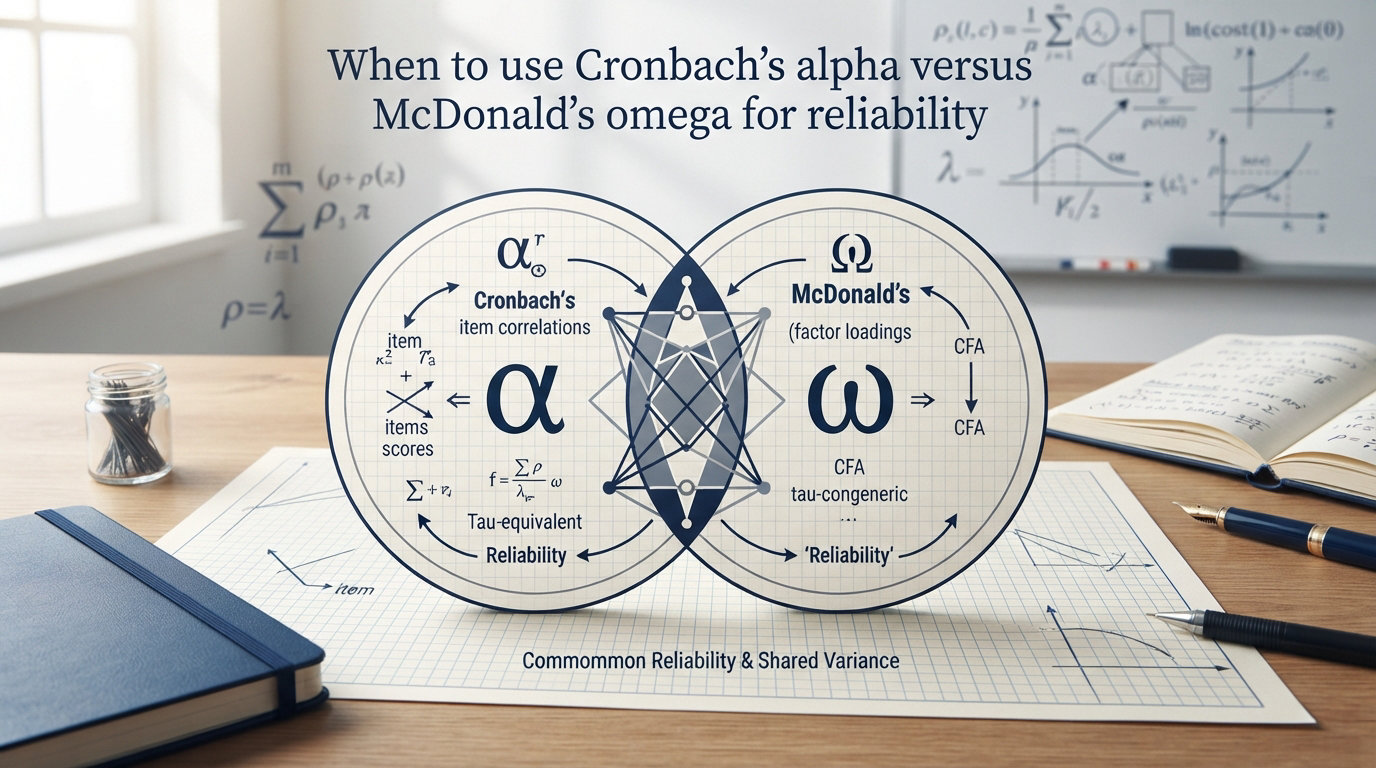 When to use Cronbach's alpha versus McDonald's omega for reliability