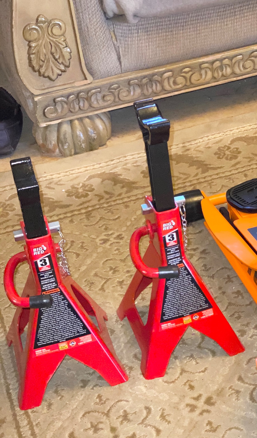 BIG RED T43002A Torin Steel Jack Stands: Double Locking, 3 Ton (6,000 lb) Capacity, Red, 1 Pair customer photo 2
