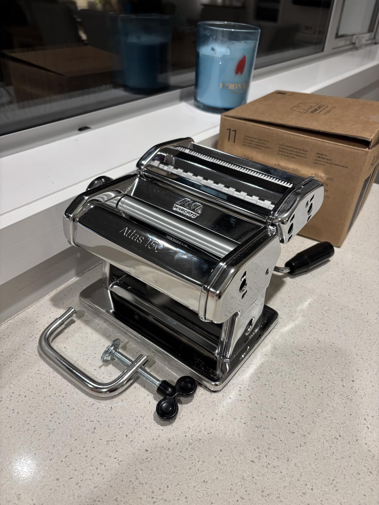 MARCATO Made in Italy Atlas 150 Classic Manual Pasta Maker Machine, Chrome Steel with Black Hand Crank. Makes Lasagna, Fettuccine & Tagliolini. customer photo 1