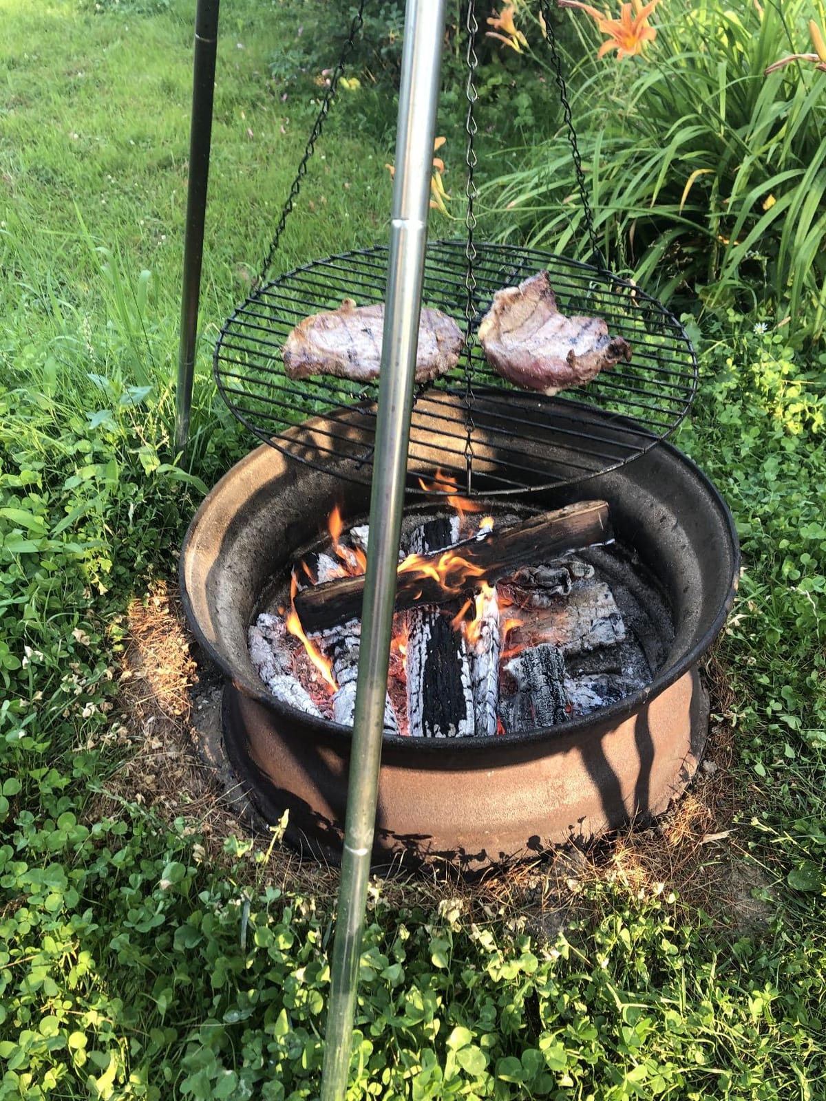 Coleman Tripod Campfire Grill & Lantern Hanger, Grill Grate with Adjustable Height for Cooking Over Fire, Steel Firepit Cooking Rack customer photo 1