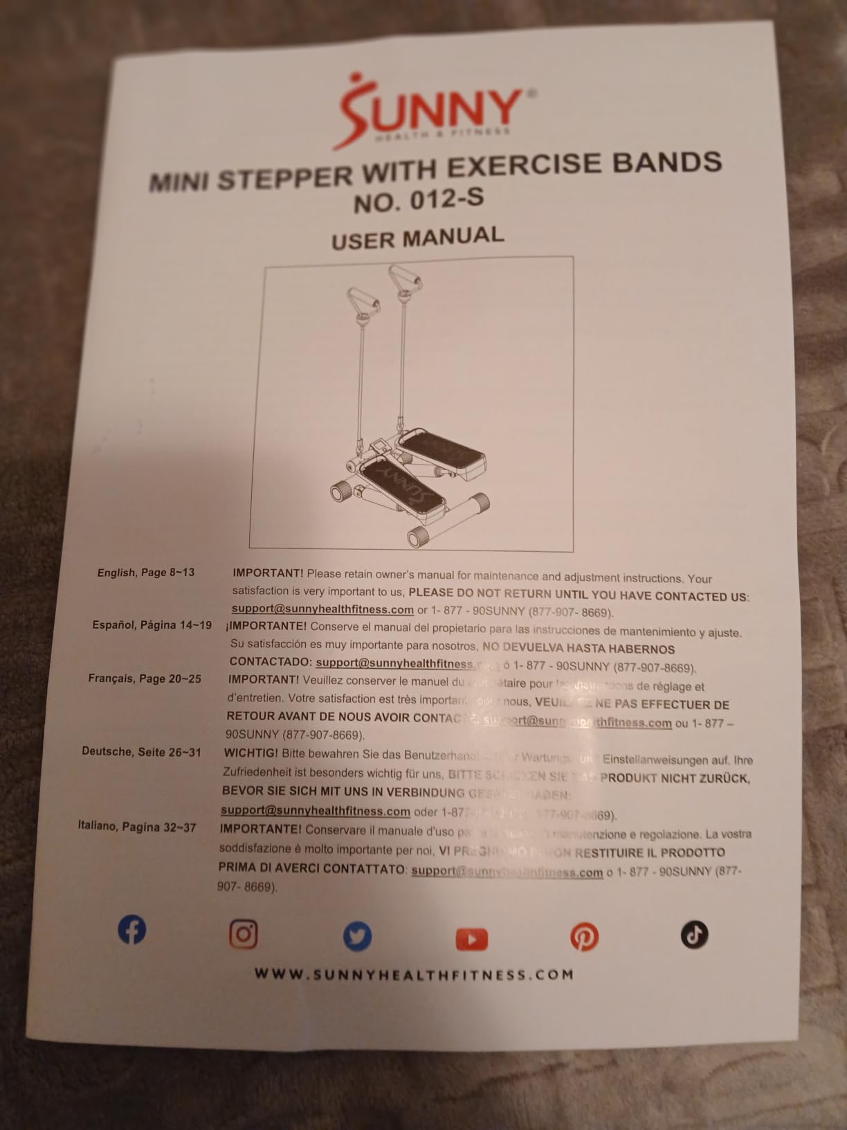 Sunny Health & Fitness Mini Stair Stepper w/Resistance Bands for Home Gym | Full Body Cardio, Adjustable Step Height, Hydraulic Resistance, LCD Meter, No Assembly, 300 lb Capacity, SunnyFit App customer photo 1