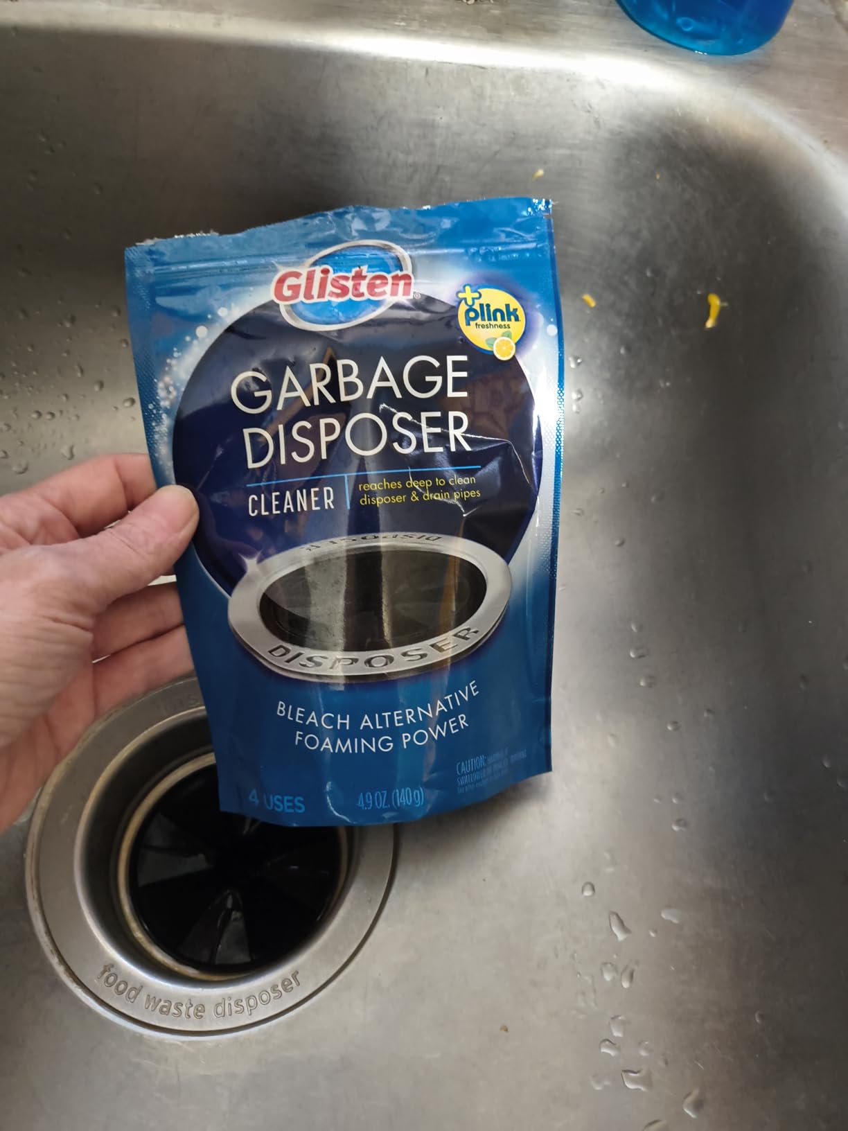 Glisten Garbage Disposer Cleaner, Lemon Scent Odor Eliminator, 4 Packets, Powerful Foaming Action Helps Remove Buildup; Made in USA customer photo 1
