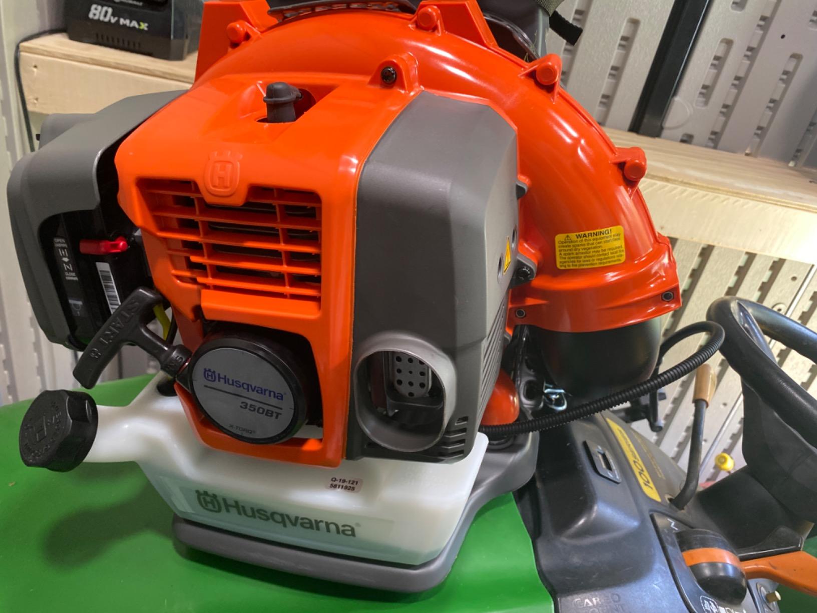 Husqvarna 350BT Gas Leaf Blower, 50.2-cc 2.1-HP 2-Cycle Backpack Leaf Blower with 692-CFM, 180-MPH, 21-N Powerful Clearing Performance and Ergonomic Harness System, Gifts for dad customer photo 2