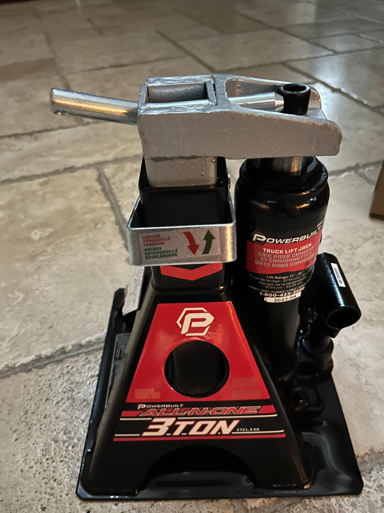 POWERBUILT 3 Ton All-in-One Hydraulic Bottle Jack and Jackstand in One, Compact, Wide Base, 11-21 Inch Range, Eliminates Jackstands, for Trucks, SUVs, RVs, Trailers, ASME, Not for Sedans - 640912 customer photo 1