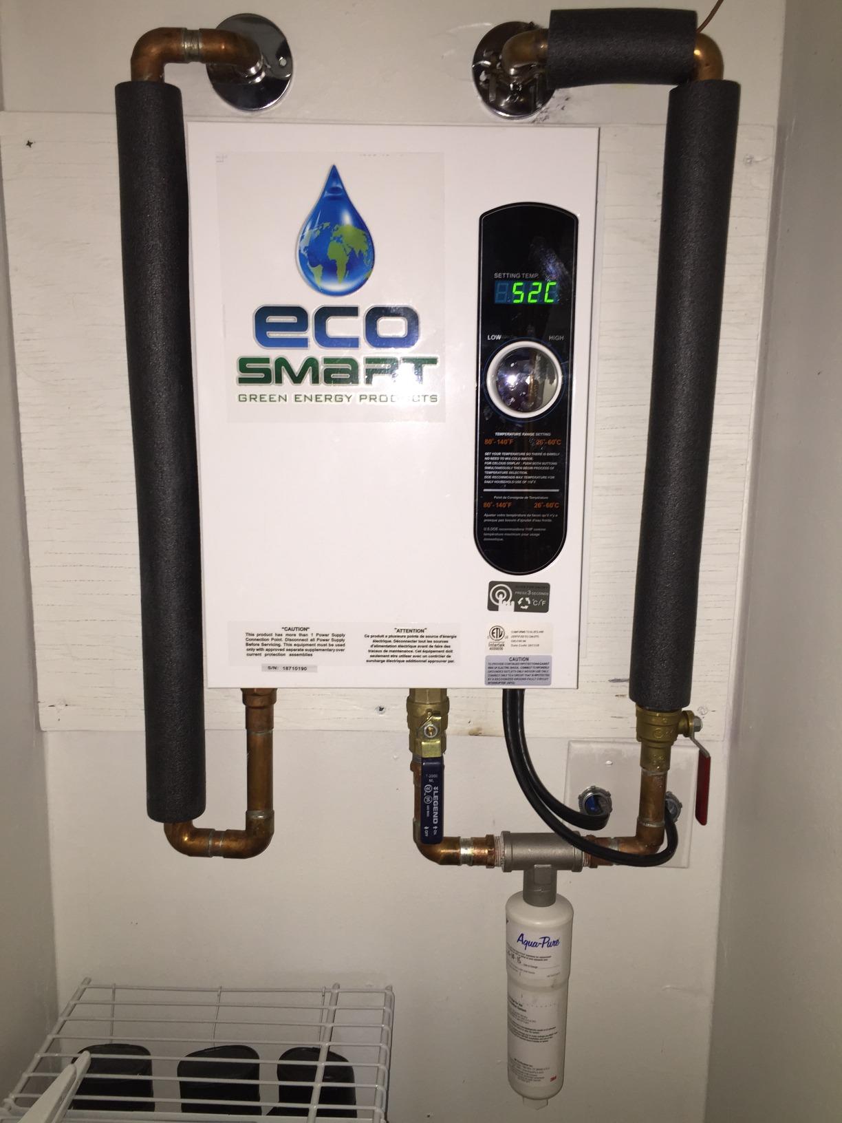 EcoSmart ECO 18 Electric Tankless Water Heater, 18 KW at 240 Volts with Patented Self Modulating Technology, 17 x 14 x 3.5, White customer photo 2