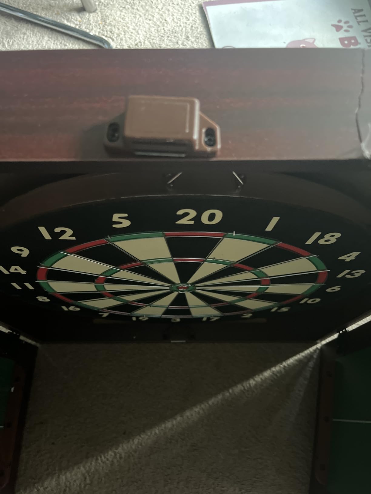Trademark Poker Dart Board Cabinet Set with 18-inch Dartboard, 6 Steel-Tip Darts, and Chalkboard Scoring for Game Rooms, Man Caves, and Home Bars customer photo 1