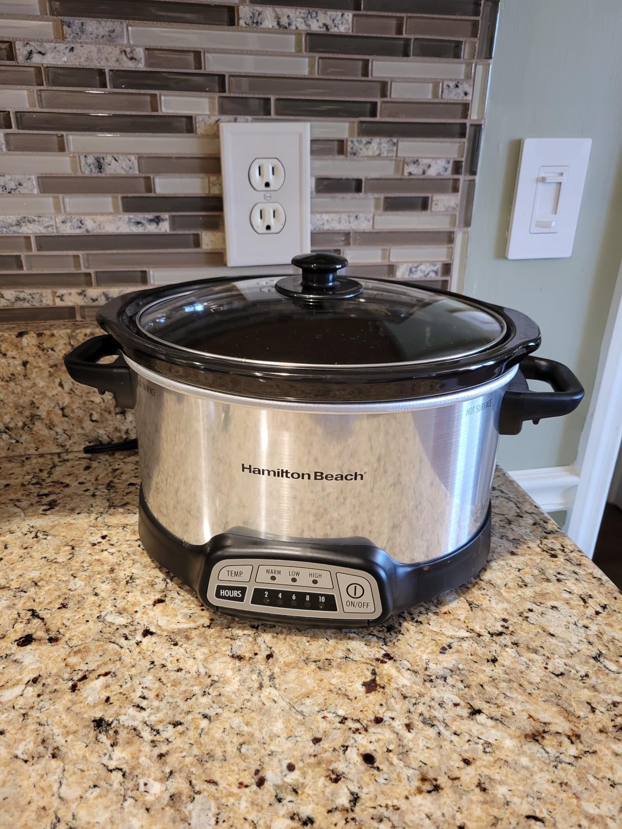 Hamilton Beach Set & Forget 7 Quart Programmable Slow Cooker with Flexible Cooking Options, 3 Heat and 5 Time Settings, Dishwasher-Safe Stoneware Crock and Glass Lid, Silver customer photo 1