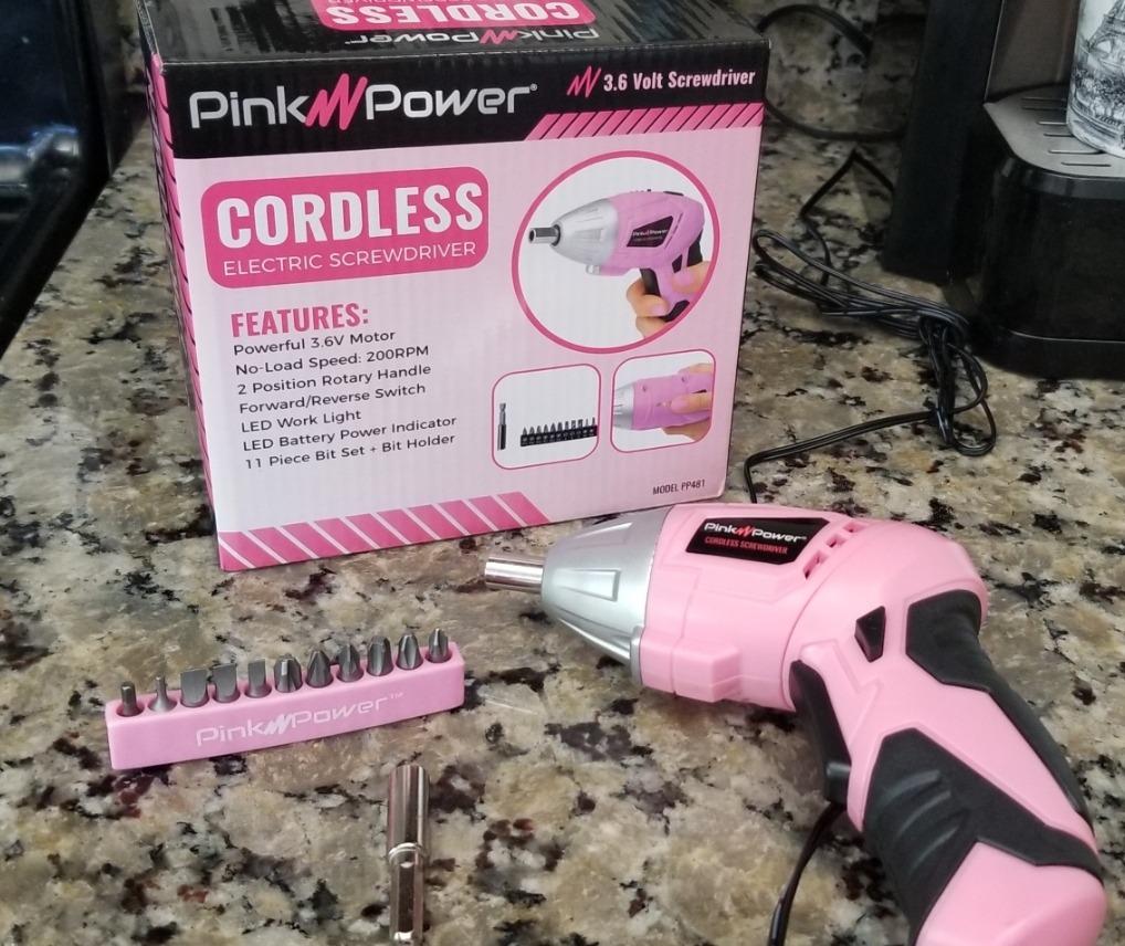 Pink Power Cordless Screwdriver Set 3.6V Electric Rechargeable Gun Kit LED | Automatic Mini Drill, Portable Small Battery Powered, Screw Driving Tool, Work Light customer photo 1