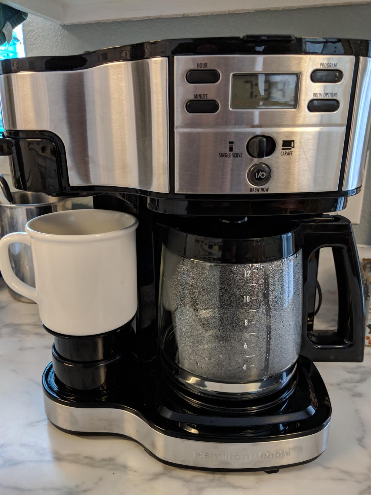 Hamilton Beach 2-Way Brewer Coffee Maker, Single-Serve and 12-Cup Pot, Black/Stainless Steel(49980A), Carafe | 12 Cup Glass Carafe | Black with Stainless Steel Accents | 49980RG customer photo 2