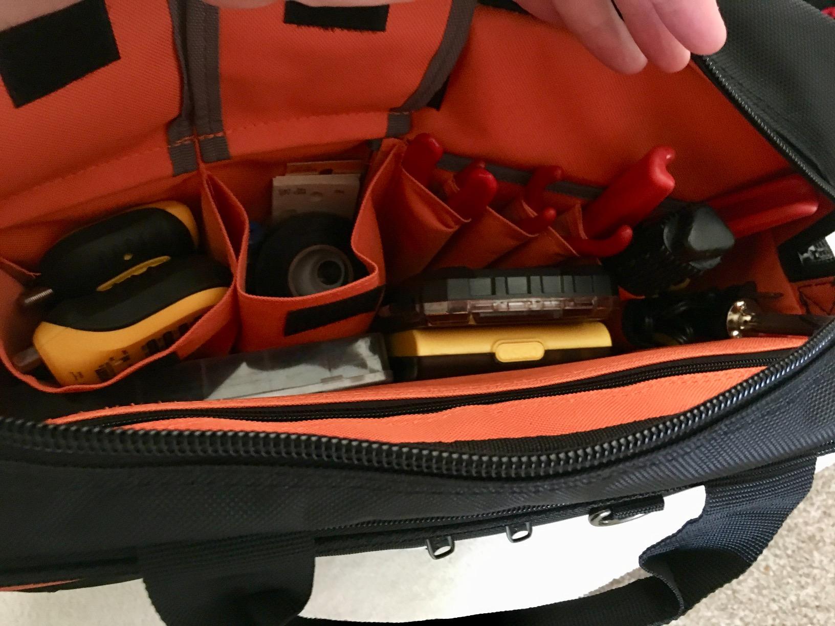 Klein Tools 55455M Tool Bag, Tradesman Pro Tech Bag with Laptop Pocket, Black and Orange customer photo 1