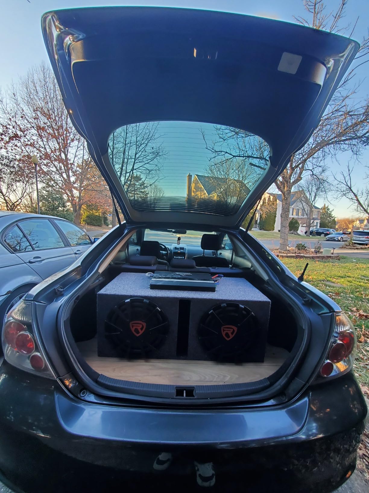 Dual 12 Inch Subwoofer Box Ported Vented Sub Enclosure MDF Car Audio - ASC | Twin woofer openings, deep low-end output, sturdy wood build for trunk installs, universal hatch and SUV fit customer photo 1