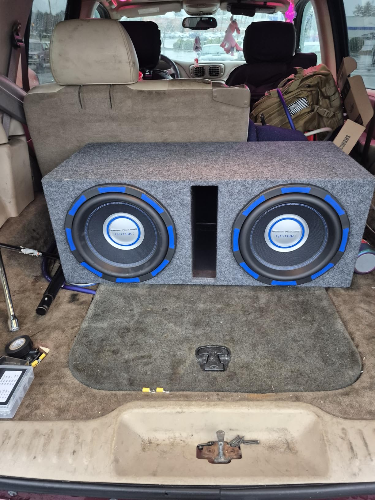 Dual 12 Inch Subwoofer Box Ported Vented Sub Enclosure MDF Car Audio - ASC | Twin woofer openings, deep low-end output, sturdy wood build for trunk installs, universal hatch and SUV fit customer photo 2