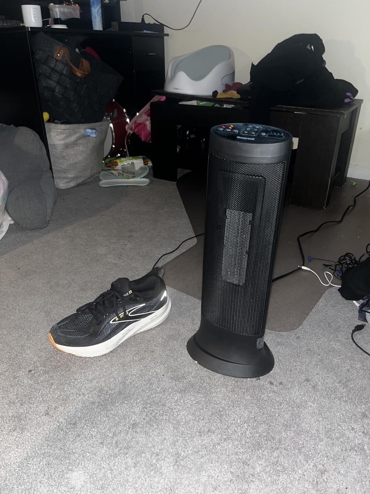 Honeywell Slim Ceramic Tower Heater, Small Room, Black - Easy to Use - Slim Space Heater with Two Heat Settings customer photo 1