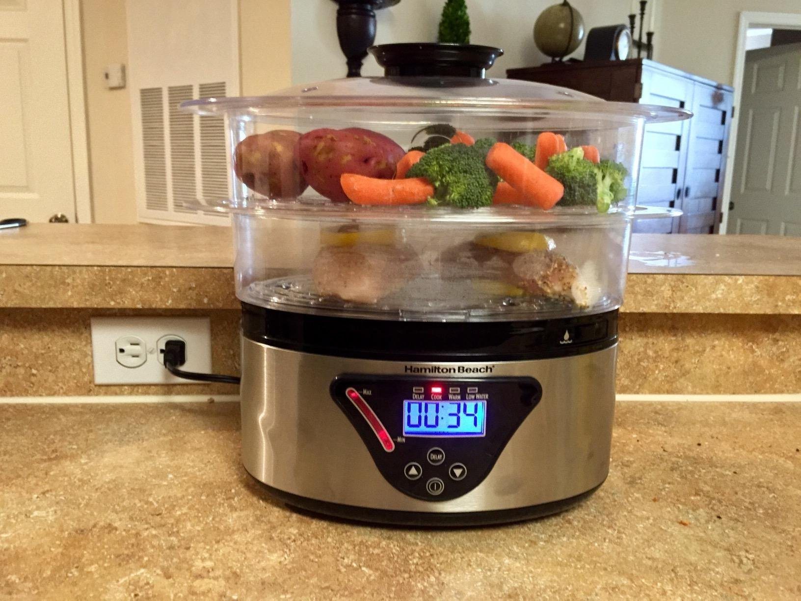 Hamilton Beach Digital Electric Food Steamer & Rice Cooker for Quick, Healthy Cooking for Vegetables and Seafood, Stackable Two-Tier Bowls, 5.5 Quart, Black & Stainless Steel customer photo 1