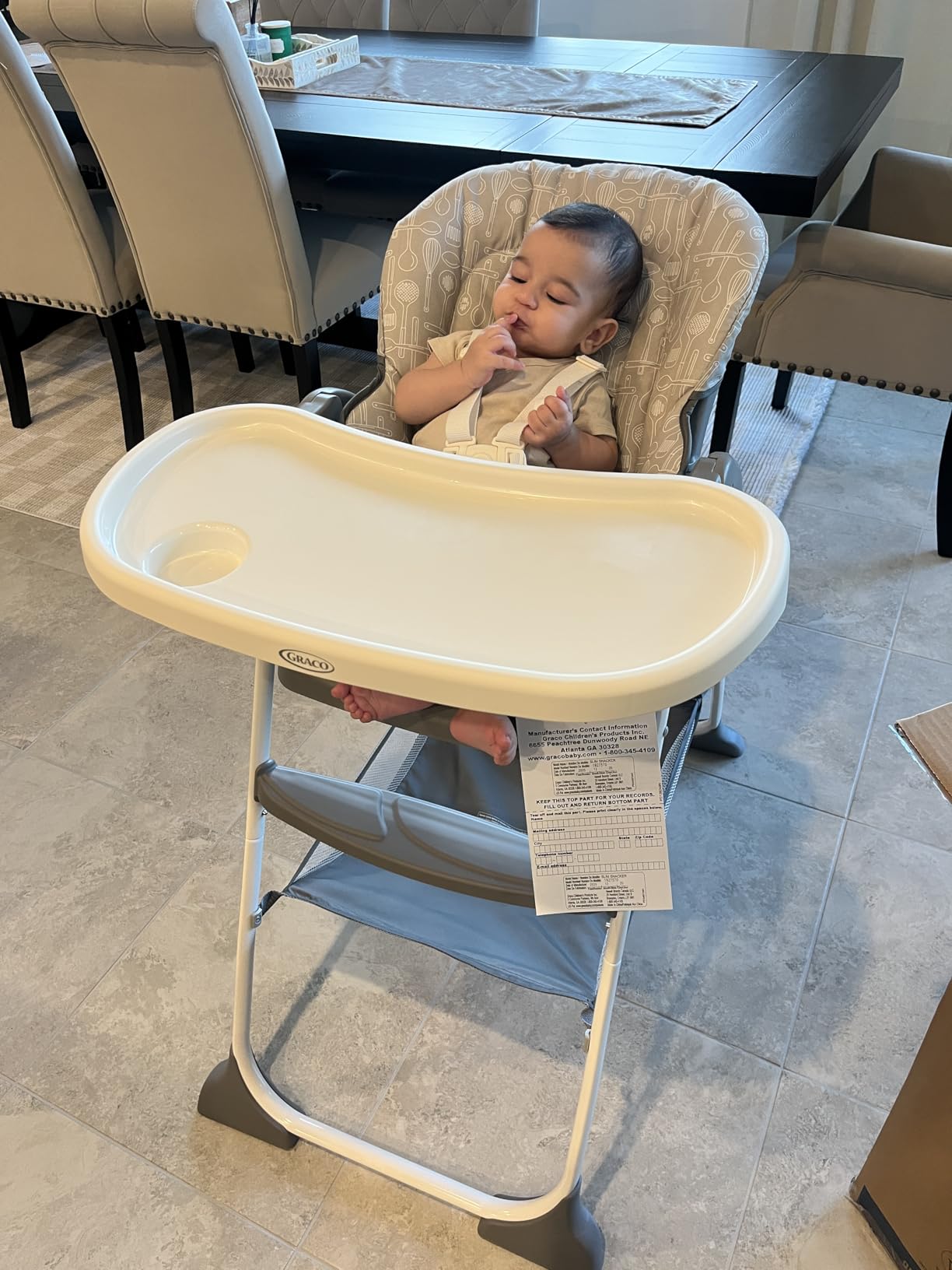 Graco Slim Snacker High Chair, Ultra Slim, Fast-Folding, Multiple Recline Positions, Whisk customer photo 2