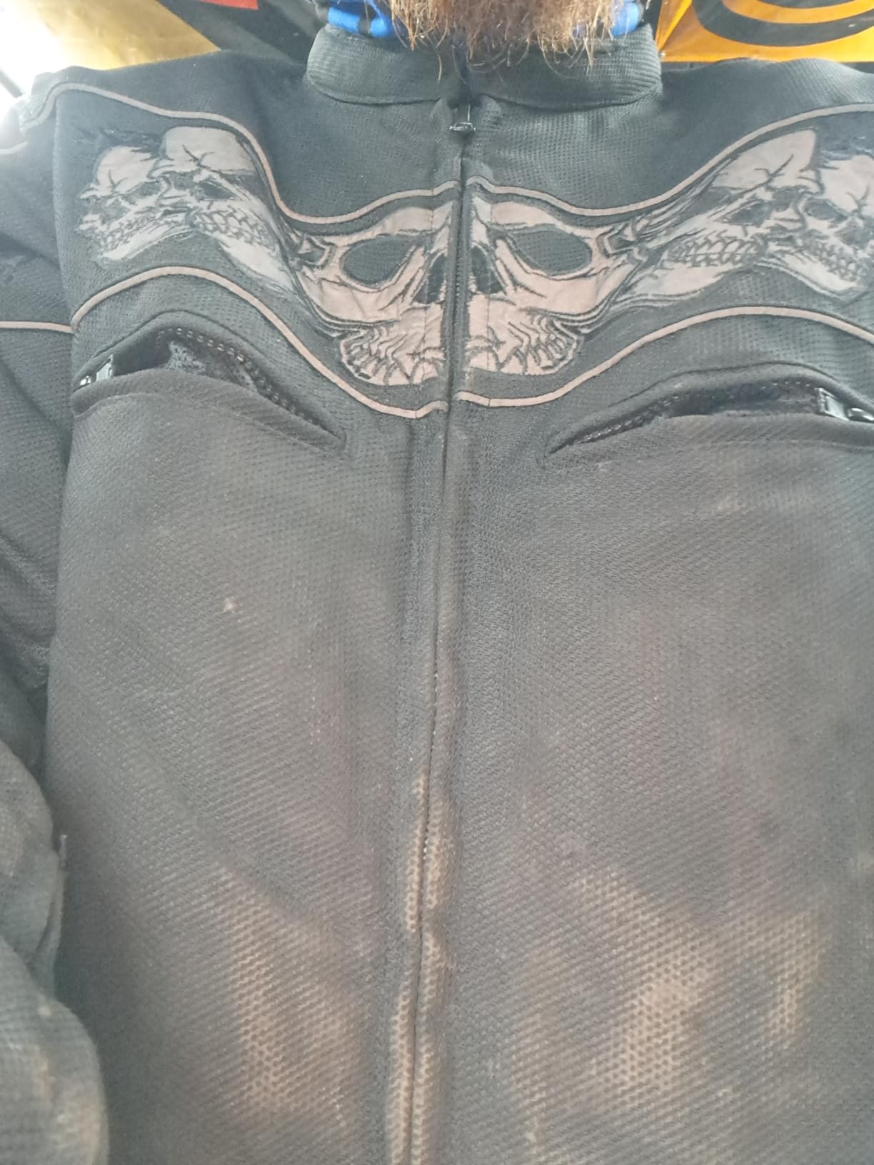Milwaukee Leather MPM1730 Men's Black Padded Textile All Season Motorcycle Jacket w/Reflective Skulls Artwork customer photo 2