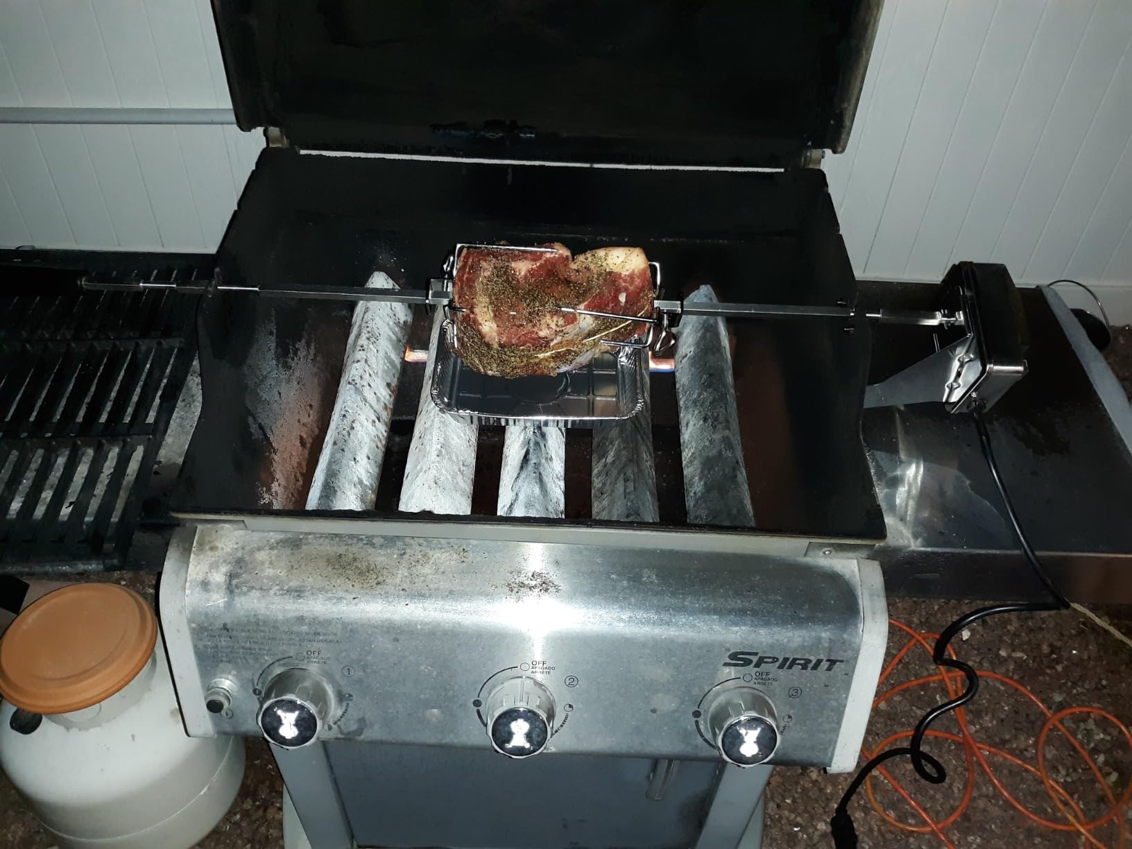 onlyfire Stainless Steel BBQ Rotisserie Kit for Weber Gas Grills | Fits for Weber Genesis 310/330(Year Under 2016), Spirit 310/330 Series Gas Grills, 3/8