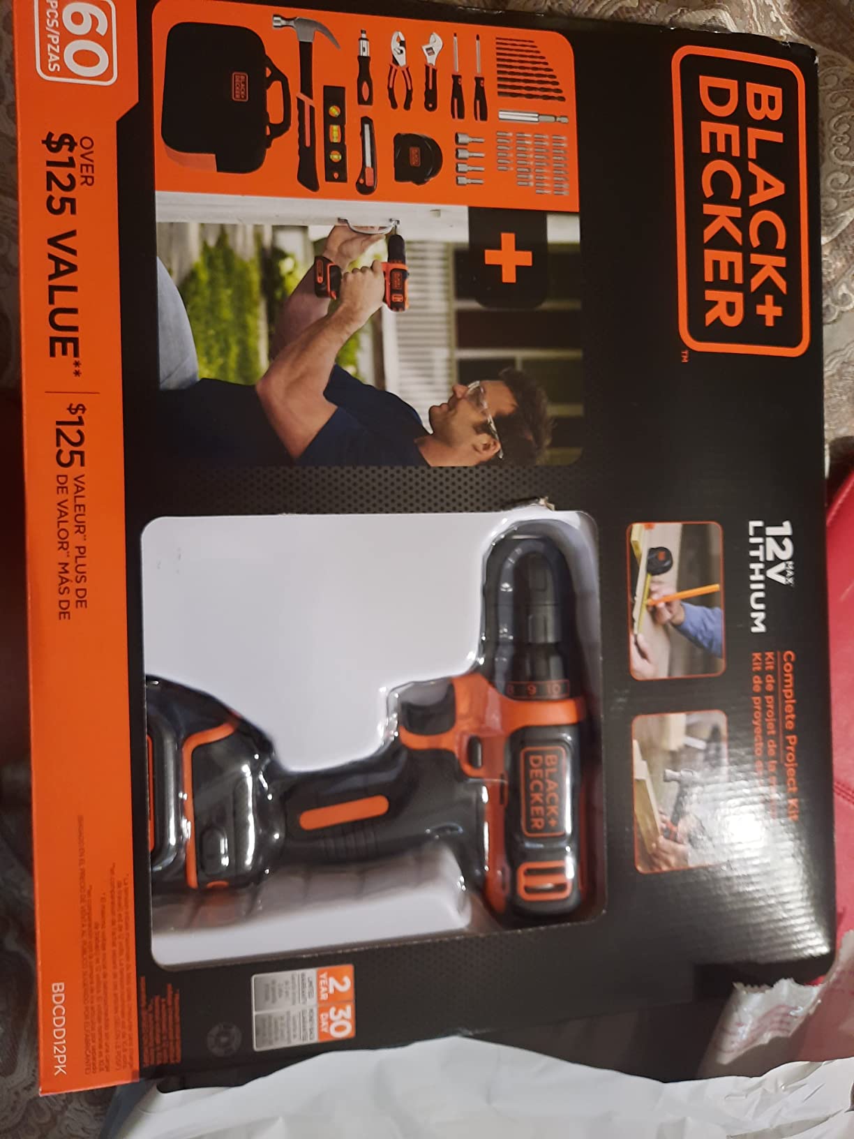 BLACK+DECKER 12V MAX Drill & Home Tool Kit, 60-Piece (BDCDD12PK) customer photo 1