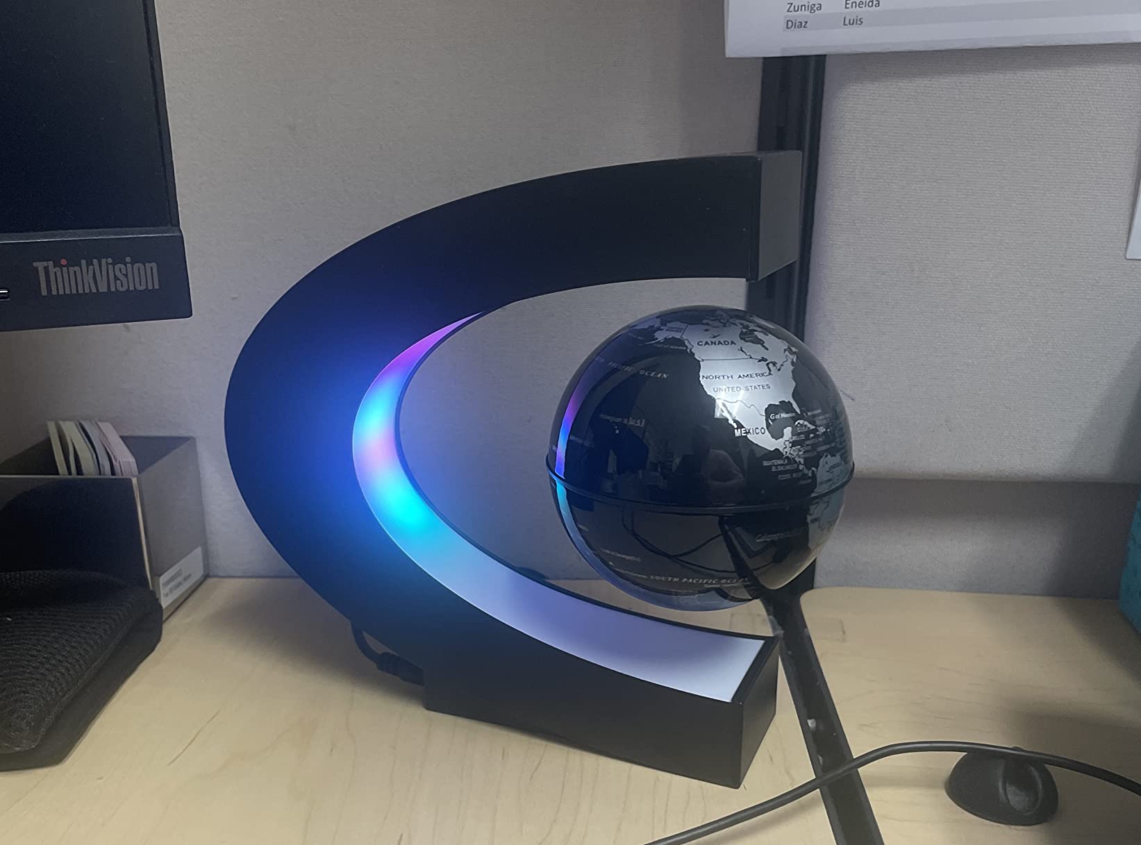 Magnetic Levitating Globe with LED Light | Cool Tech Gift for Men Father | Boys Birthday Gifts for Him | Floating Globes World Office Desk Accessories Tech Gadgets Home Decor Display - Black customer photo 1