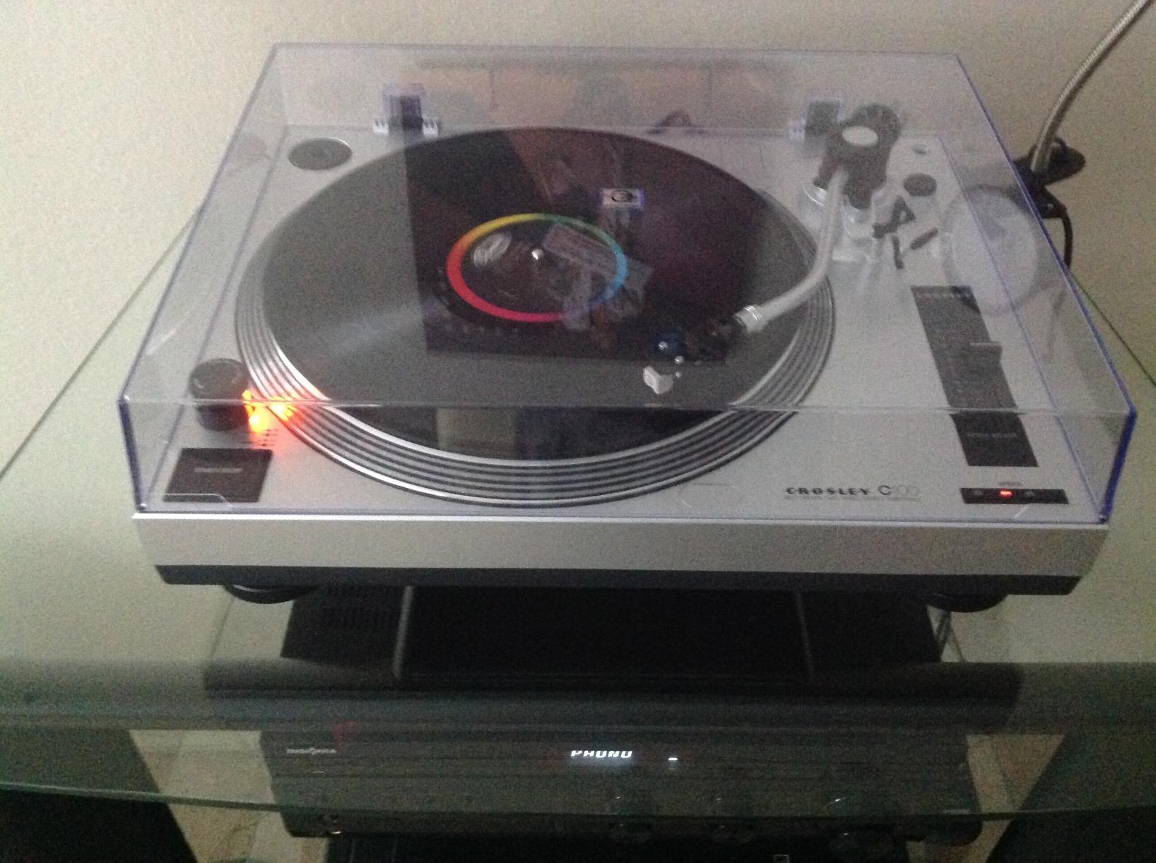 Crosley C100A-SI Record Player, Silver | 2-Speed Turntable, ATN3600L Audio-Technica Cartridge, Standard 1/2